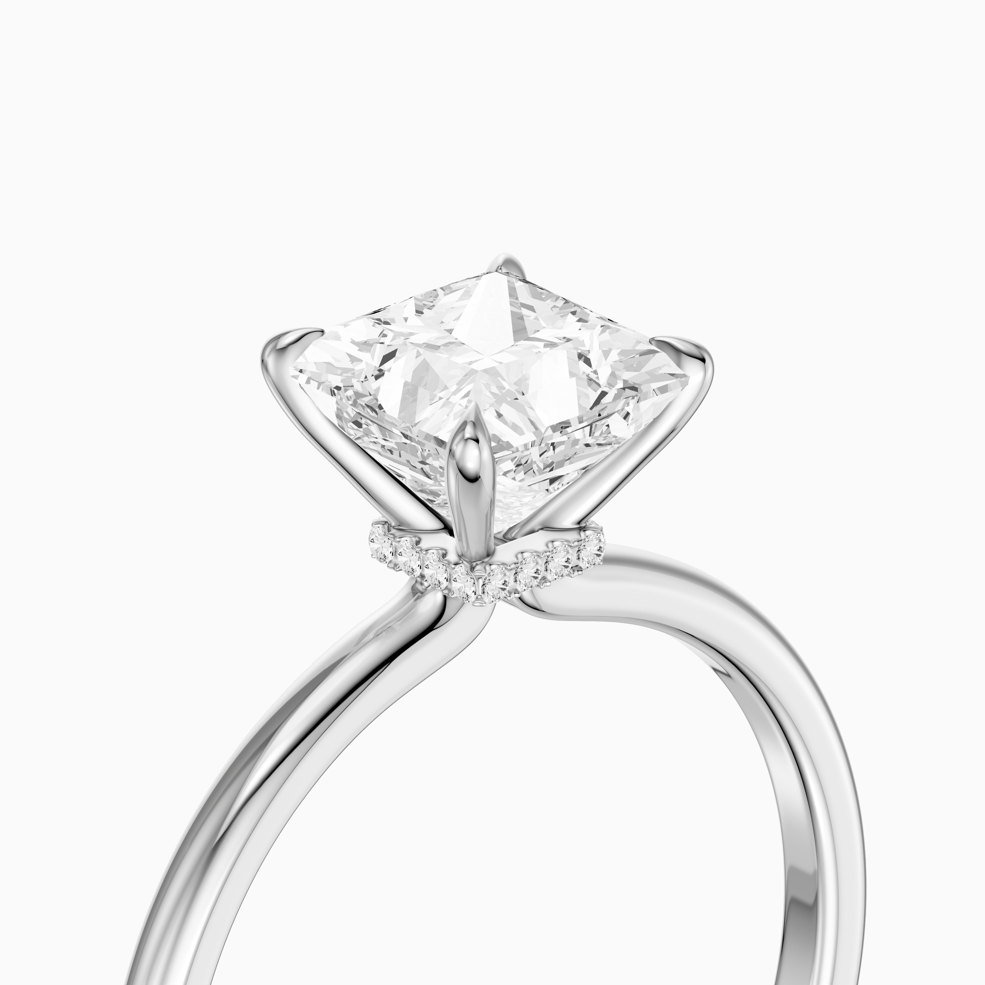 Nancy Princess Cut Hidden Halo Moissanite Diamond Ring