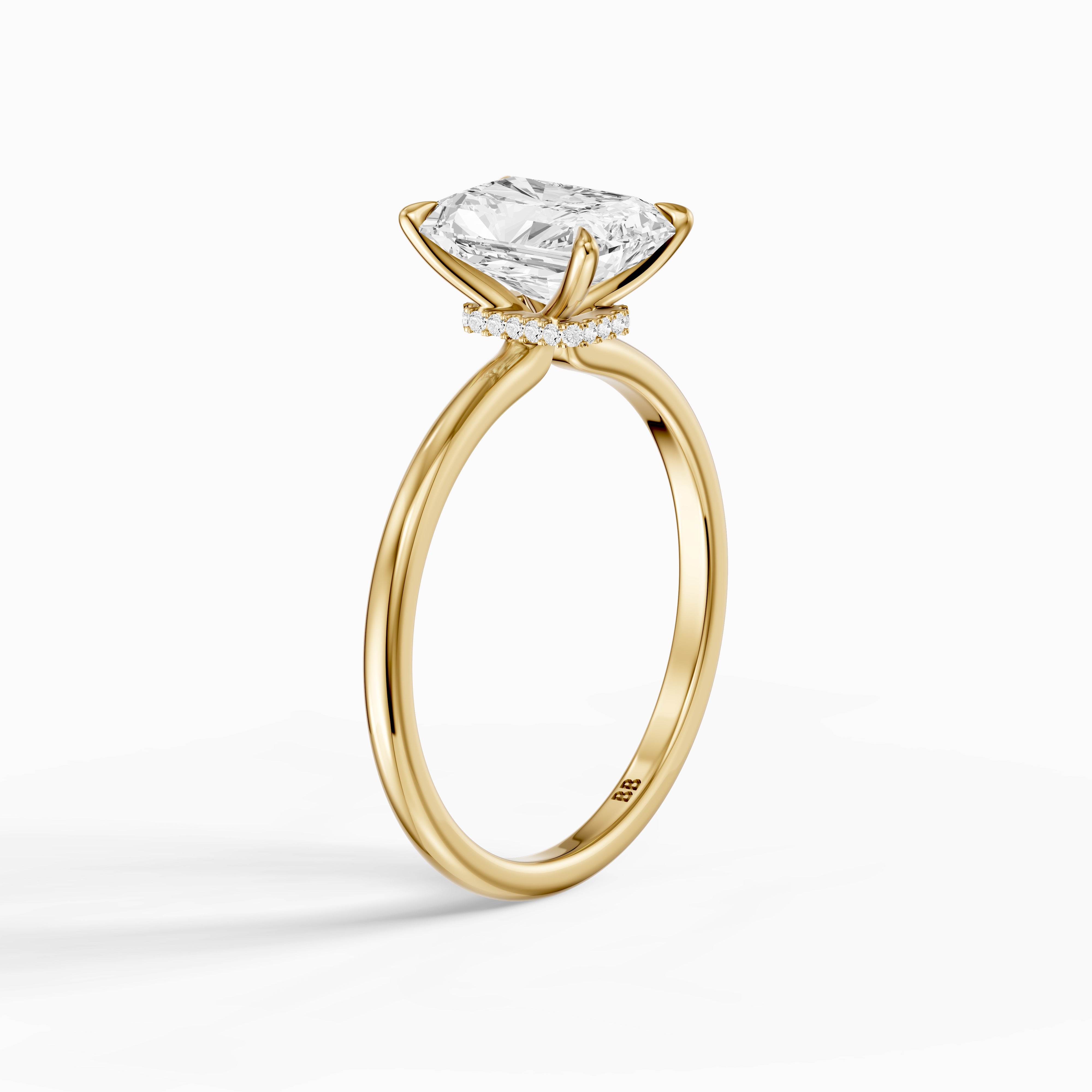 Eve Radiant Cut Hidden Halo Moissanite Diamond Engagement Ring