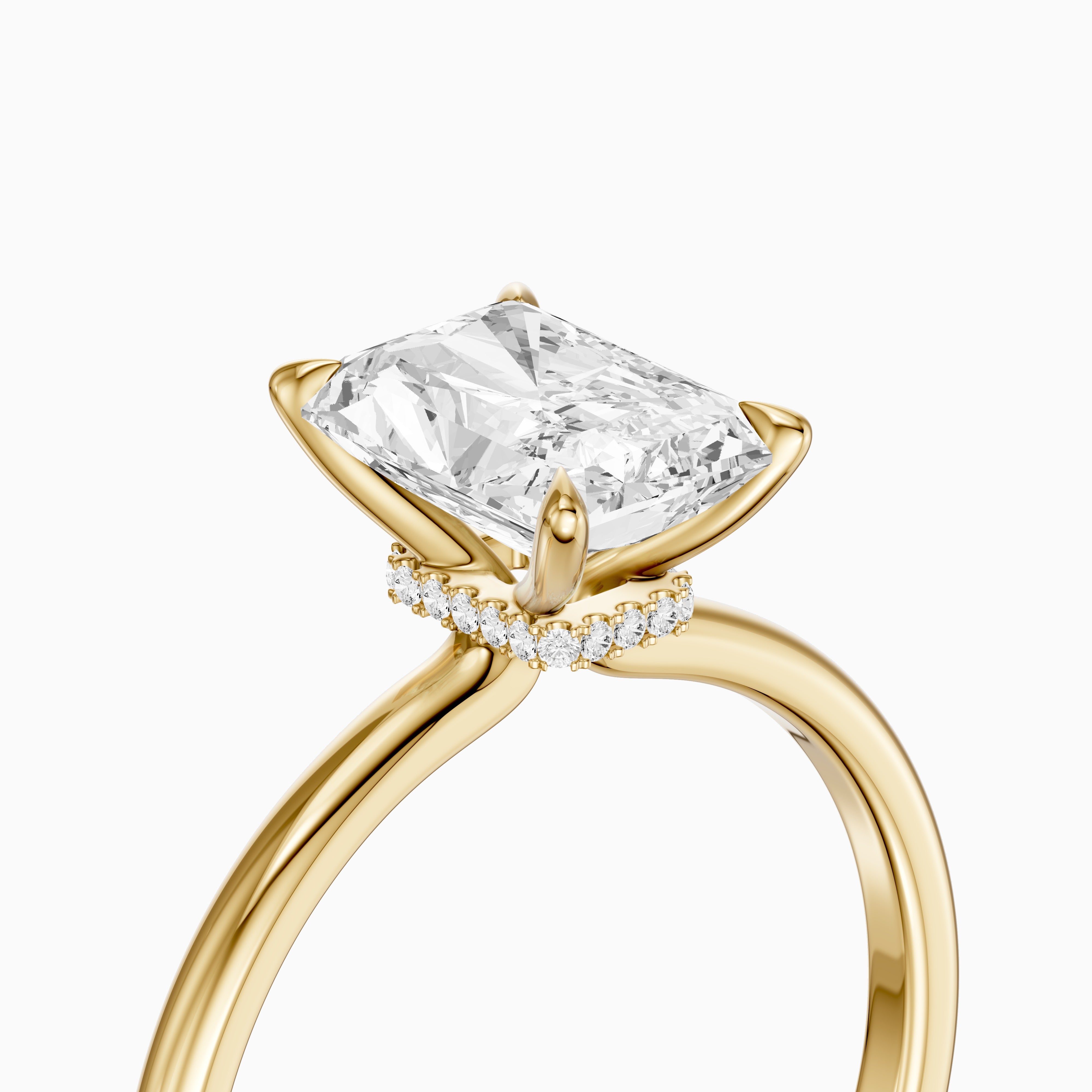 Eve Radiant Cut Hidden Halo Moissanite Diamond Engagement Ring