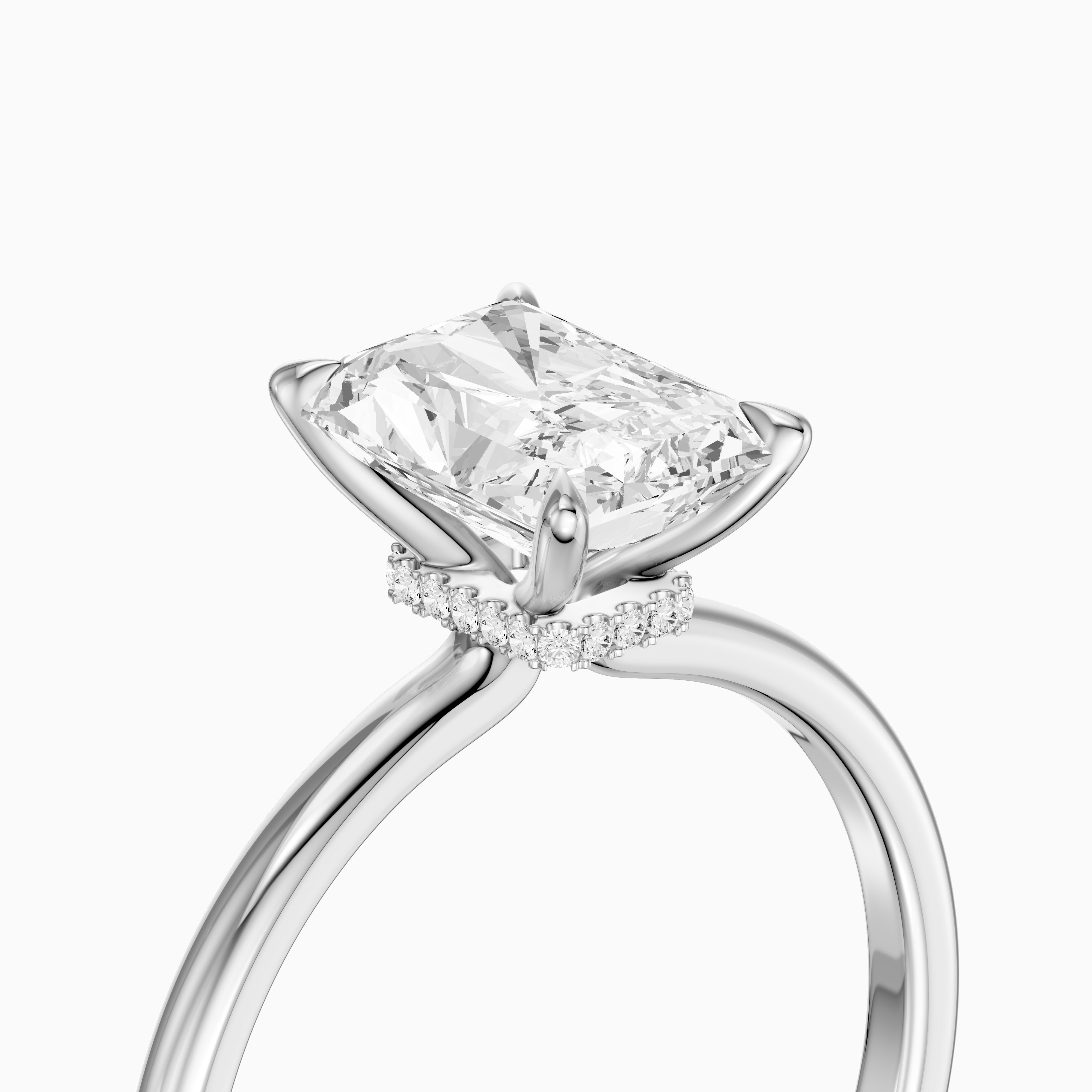 Eve Radiant Cut Hidden Halo Moissanite Diamond Engagement Ring