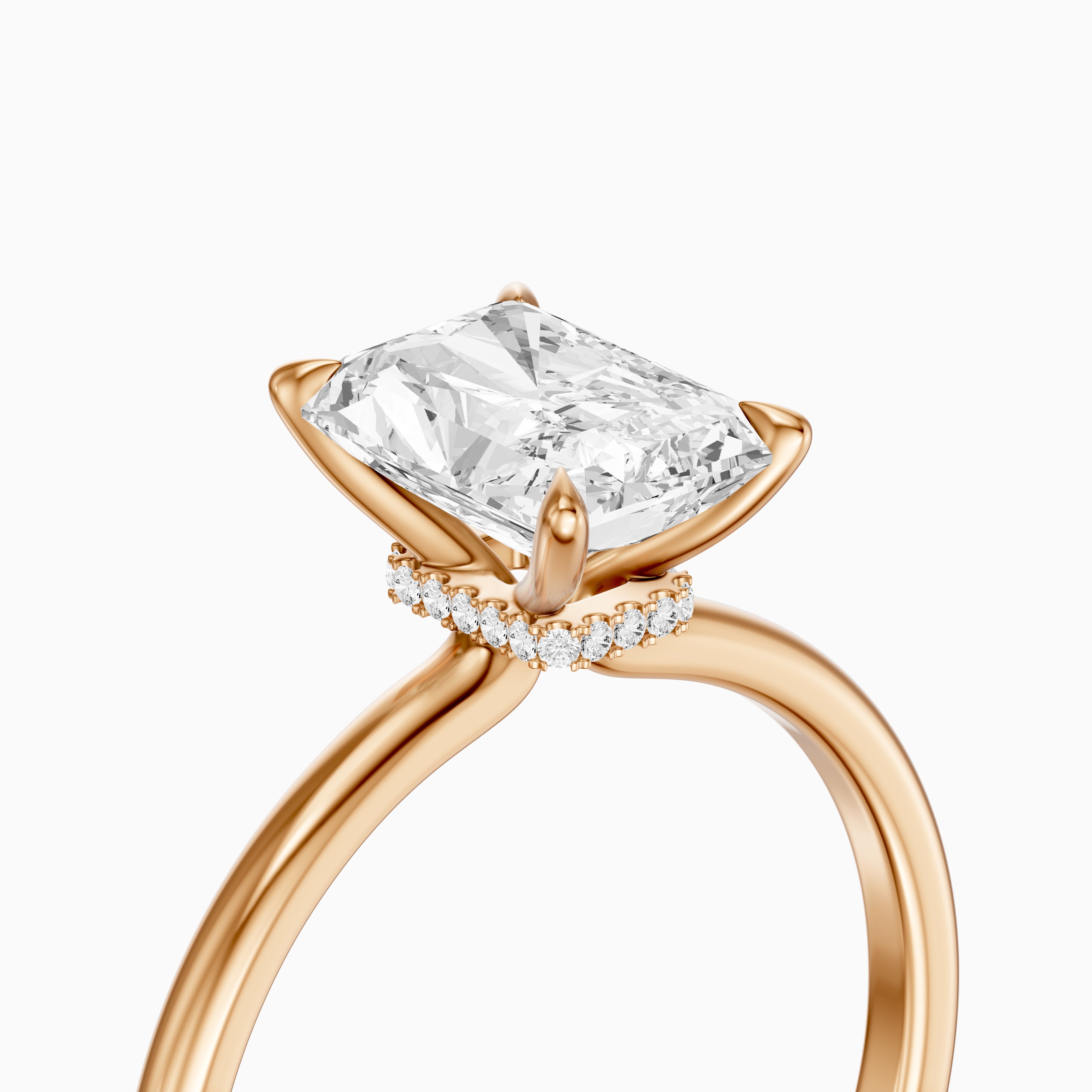 Eve Radiant Cut Hidden Halo Moissanite Diamond Engagement Ring