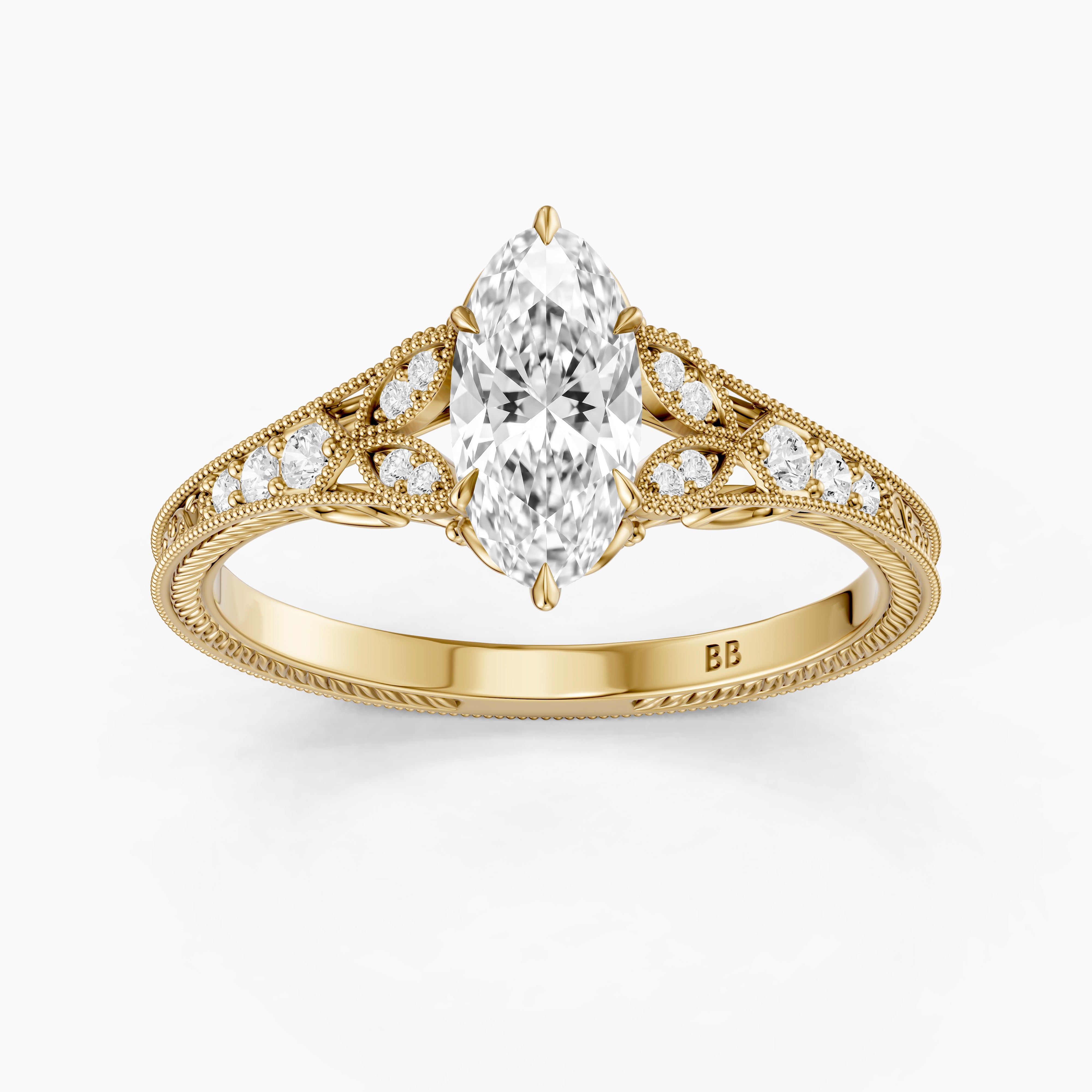 Vega Moval Moissanite Diamond Vintage Filigree Ring
