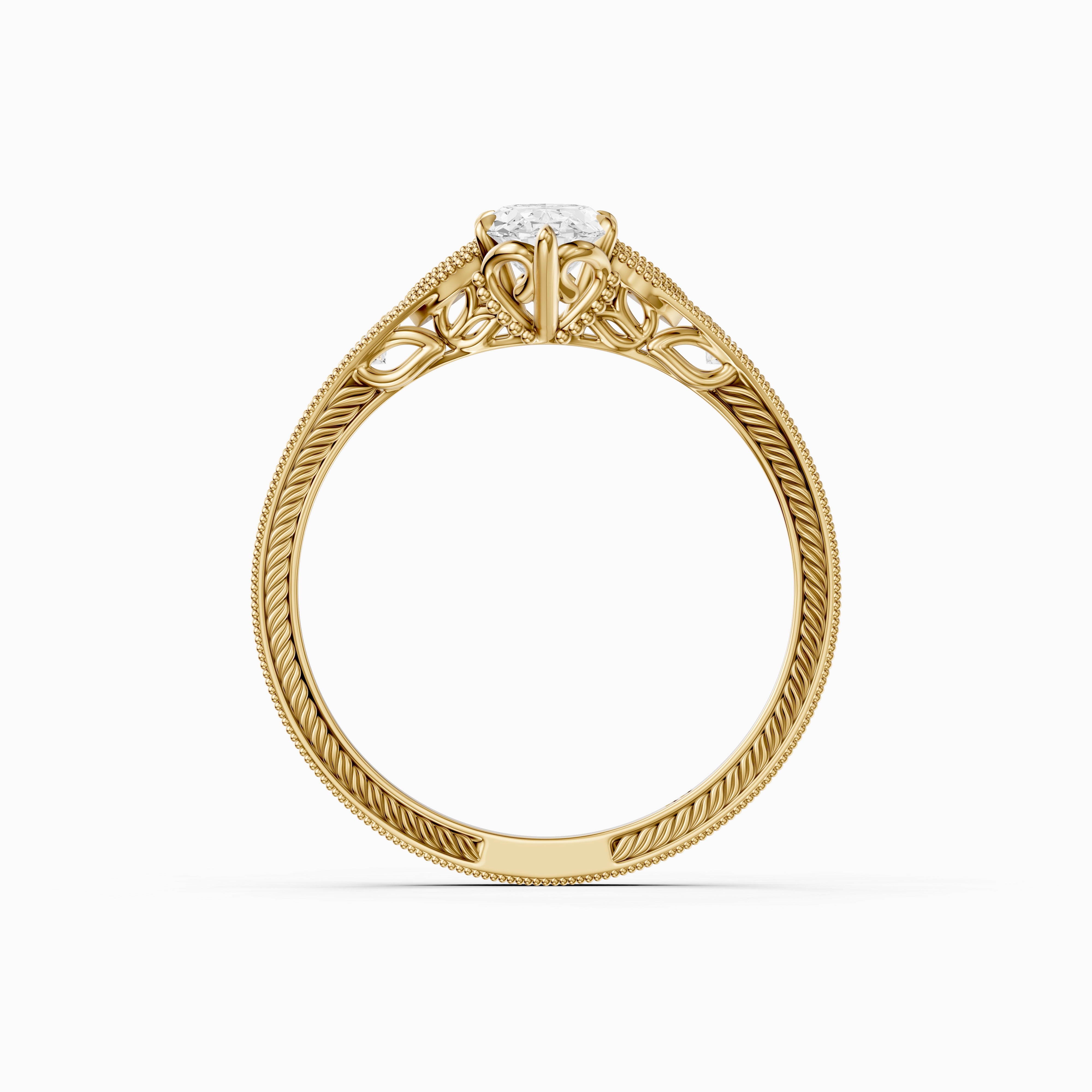 Vega Moval Moissanite Diamond Vintage Filigree Ring