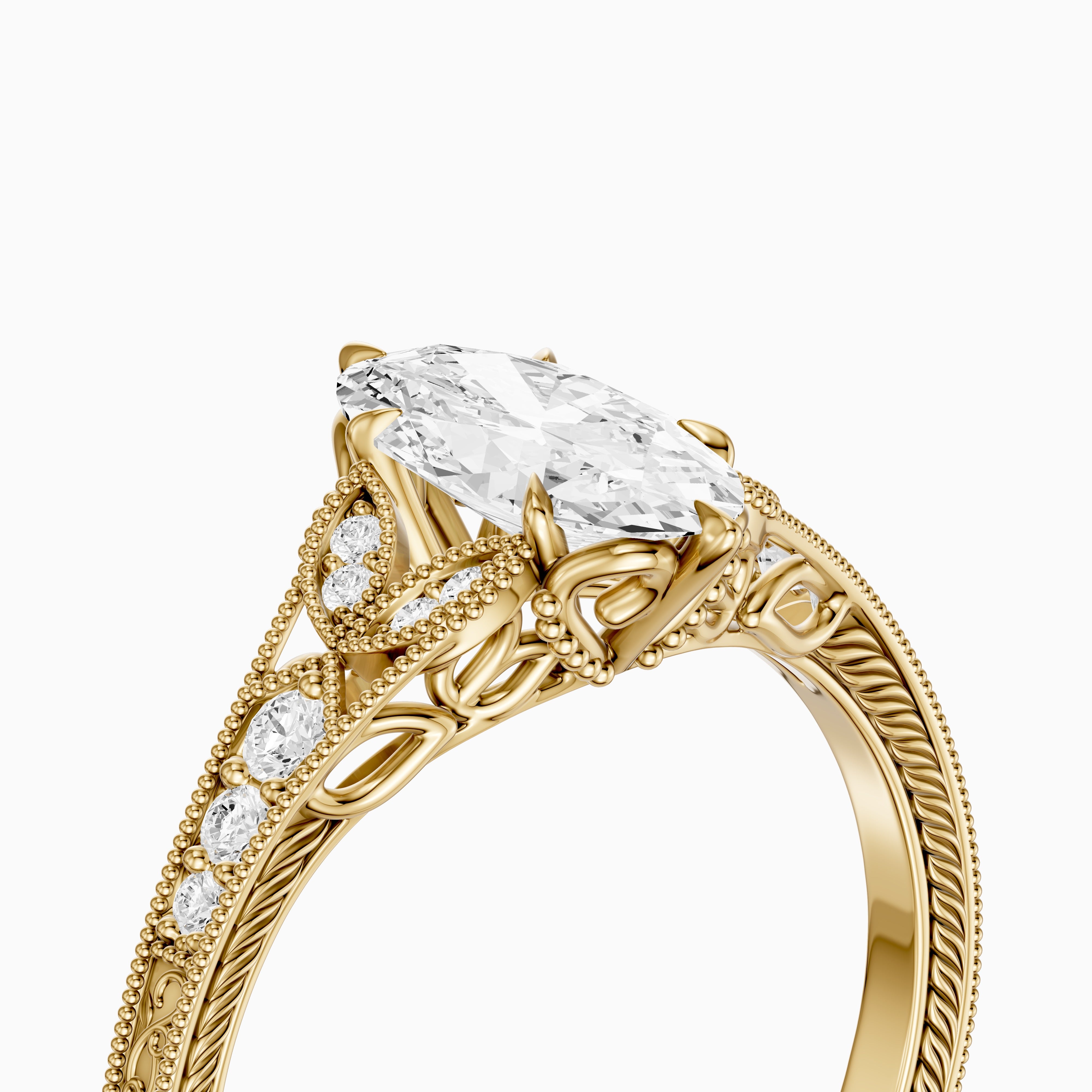 Vega Moval Moissanite Diamond Vintage Filigree Ring