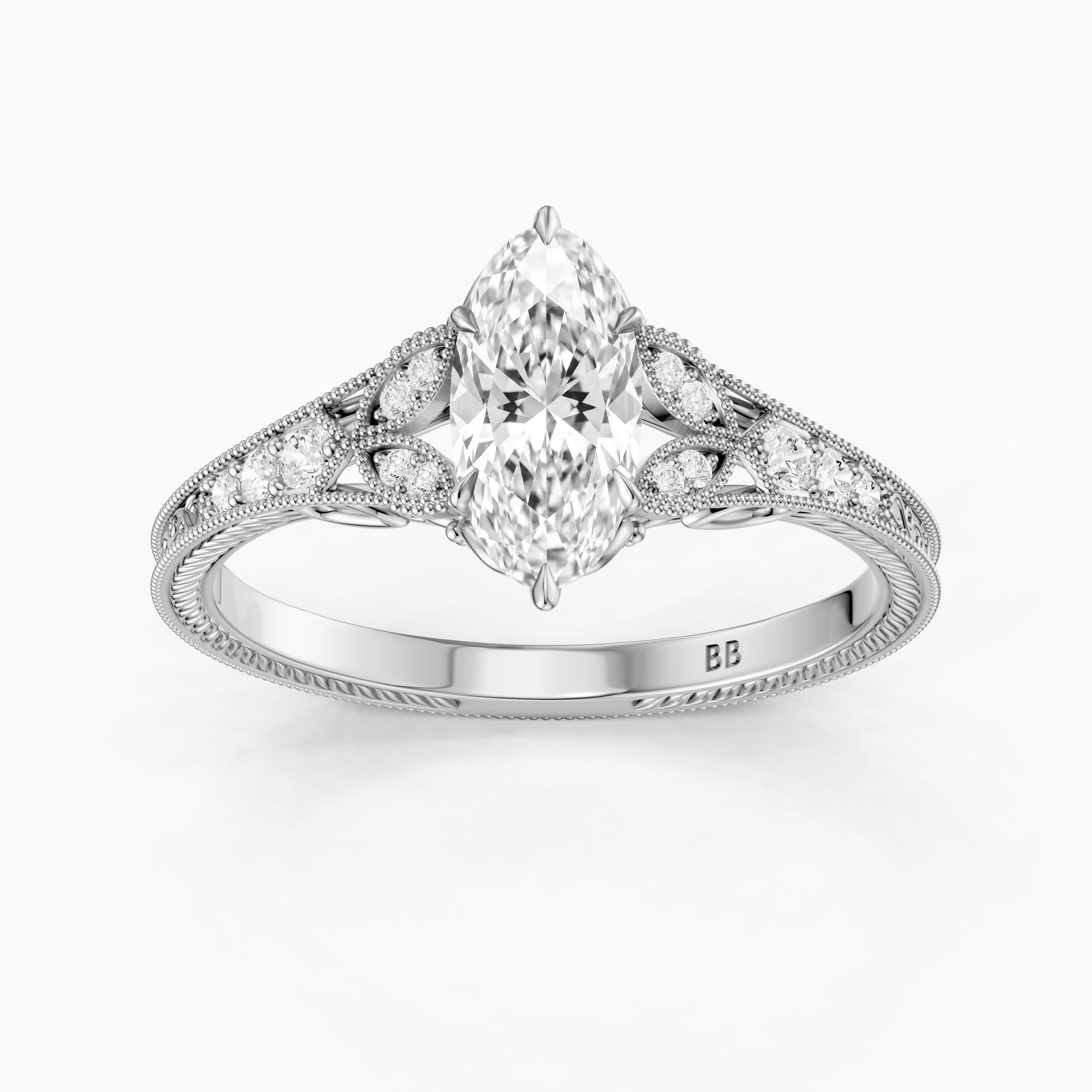 Vega Moval Moissanite Diamond Vintage Filigree Ring