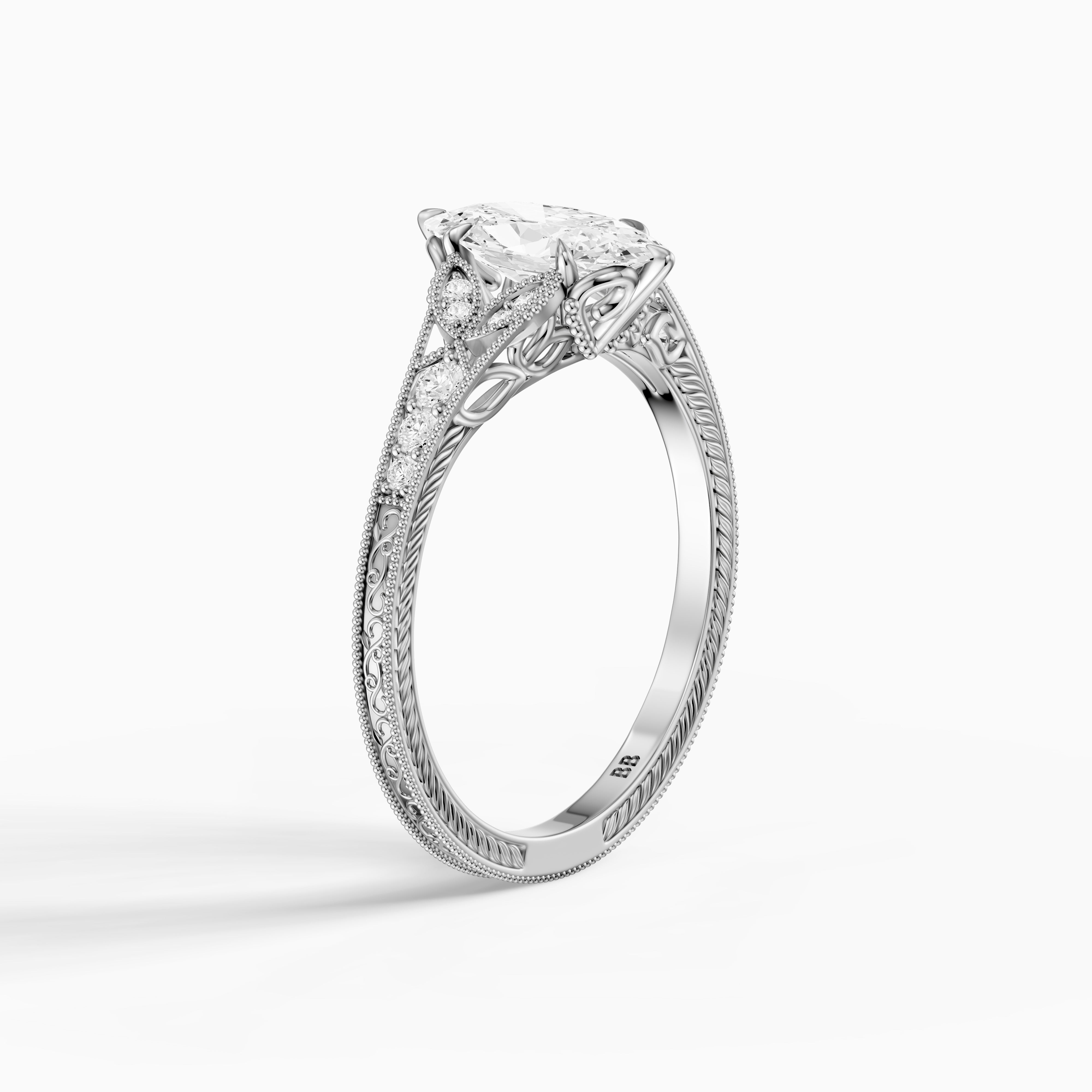 Vega Moval Moissanite Diamond Vintage Filigree Ring