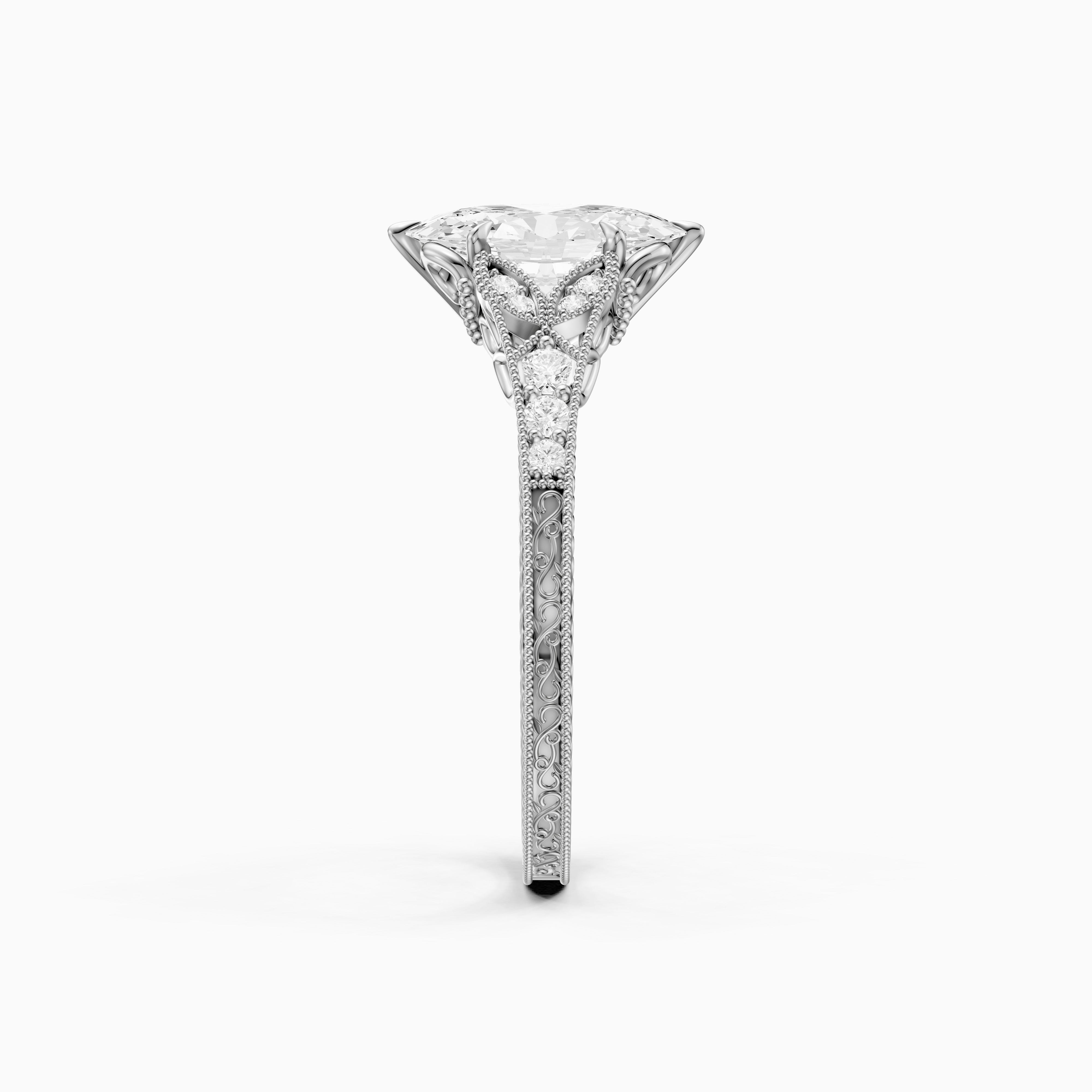 Vega Moval Moissanite Diamond Vintage Filigree Ring