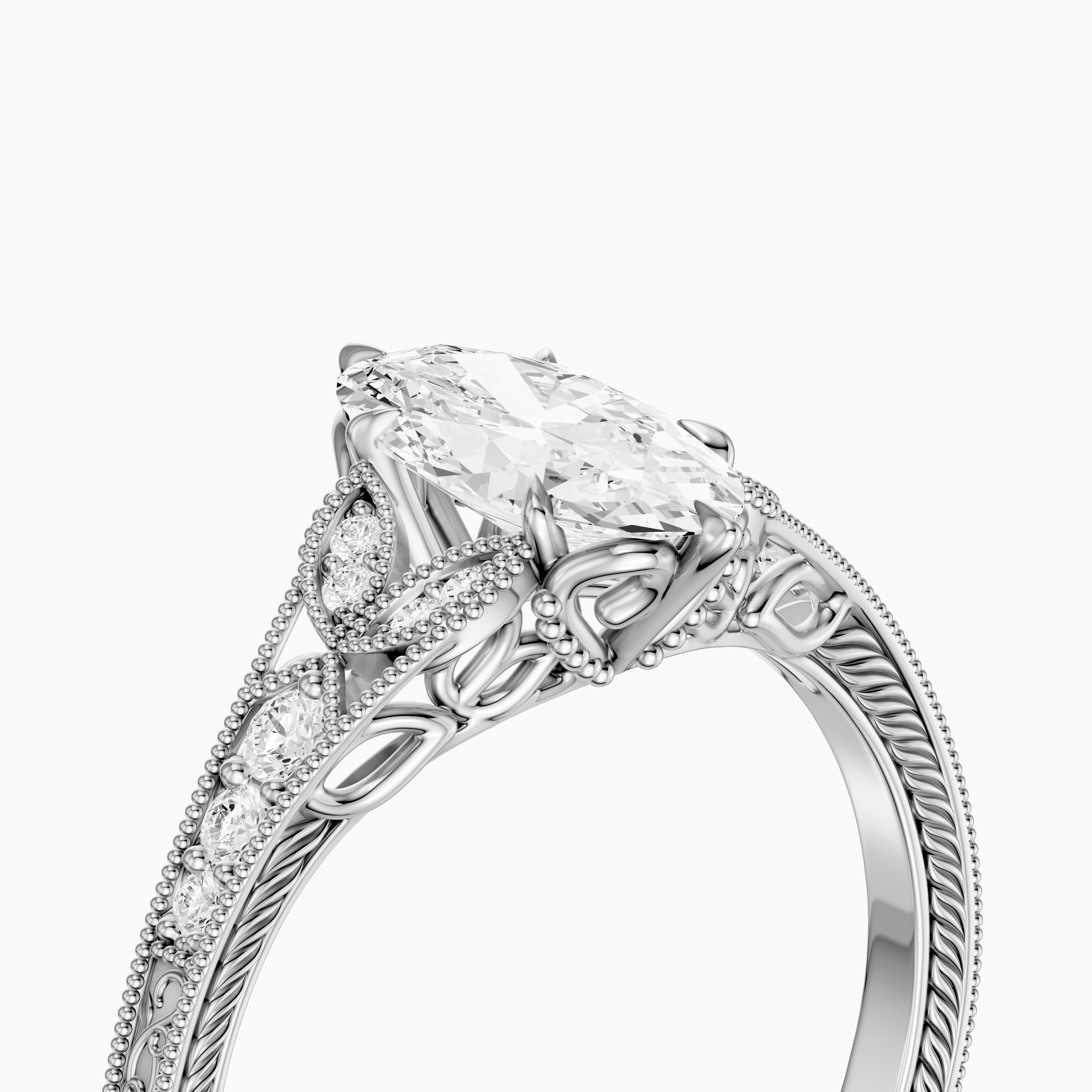 Vega Moval Moissanite Diamond Vintage Filigree Ring