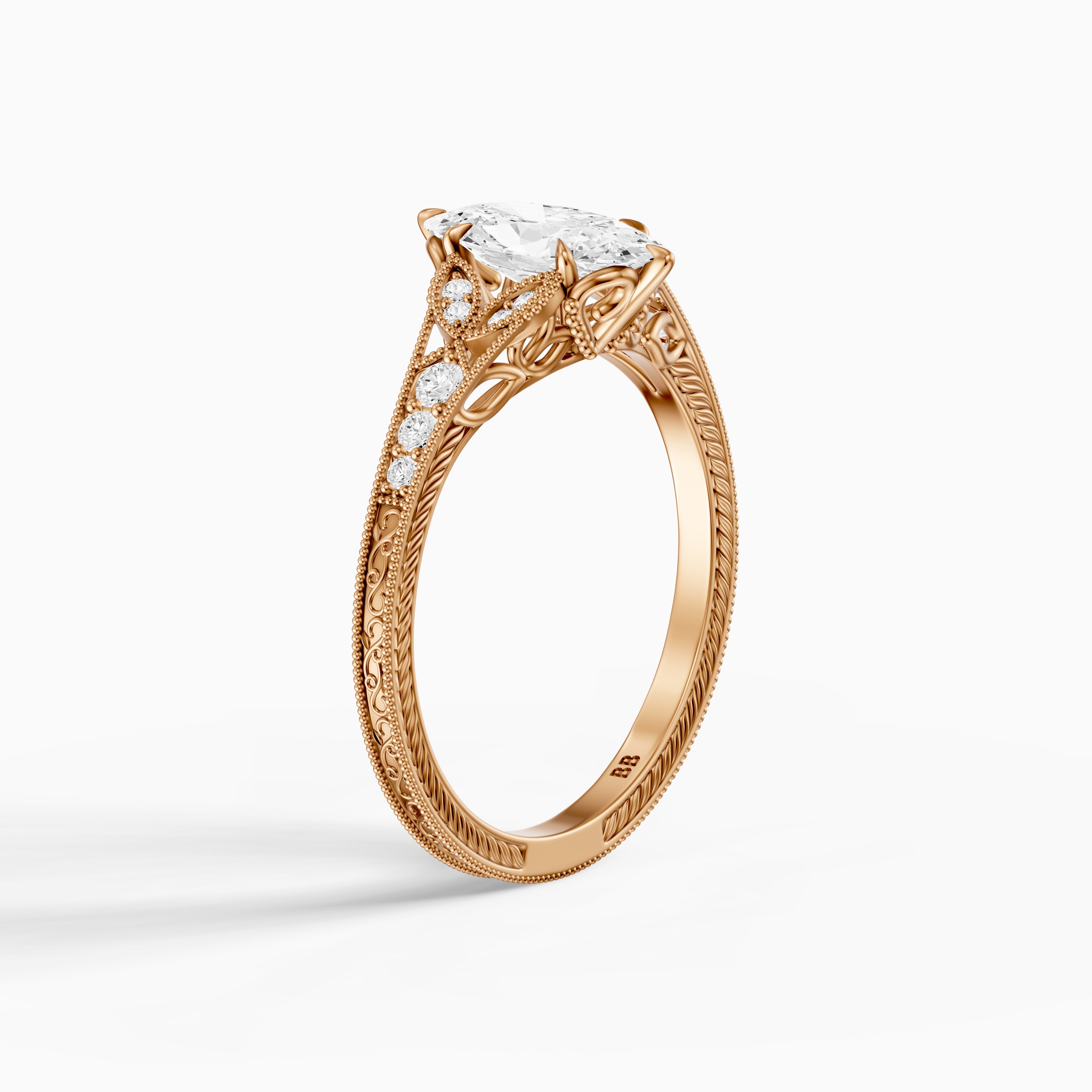 Vega Moval Moissanite Diamond Vintage Filigree Ring