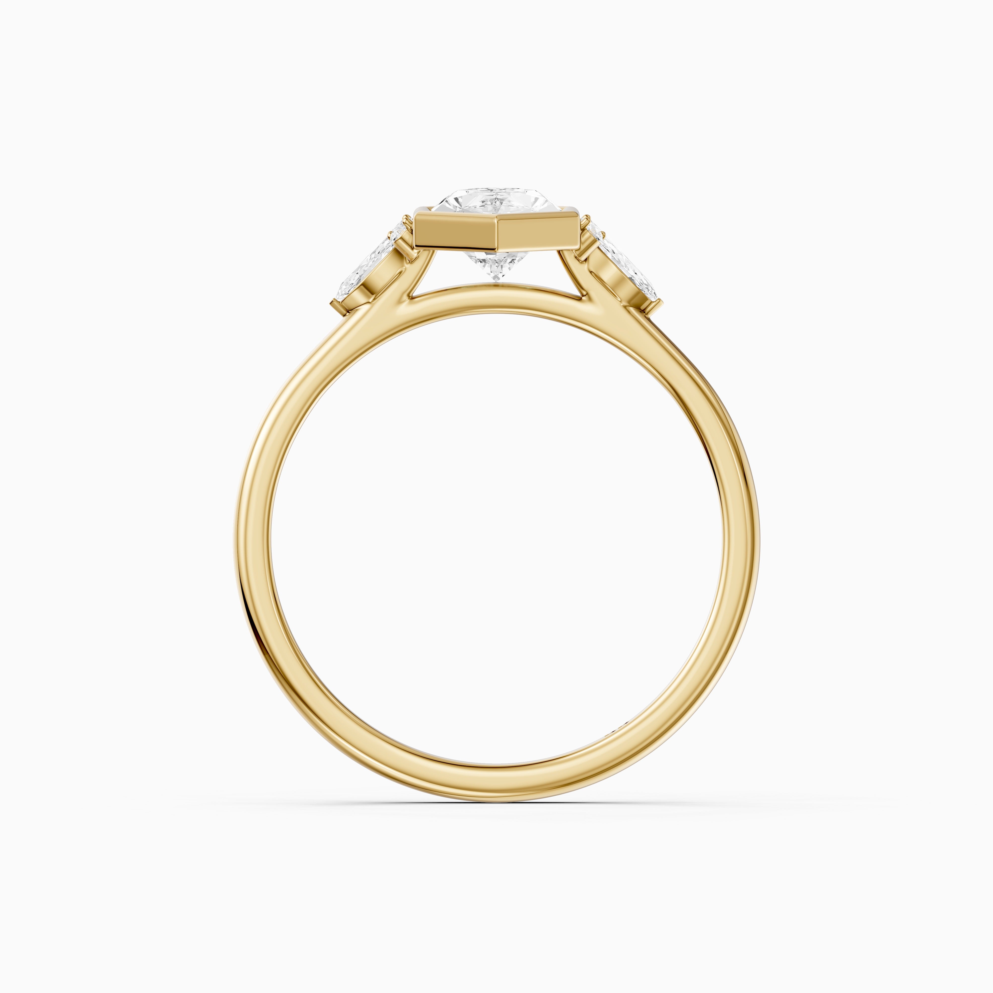 Carolina Low Profile Dutch Marquise Lab Grown Diamond Bezel Side Stones Ring