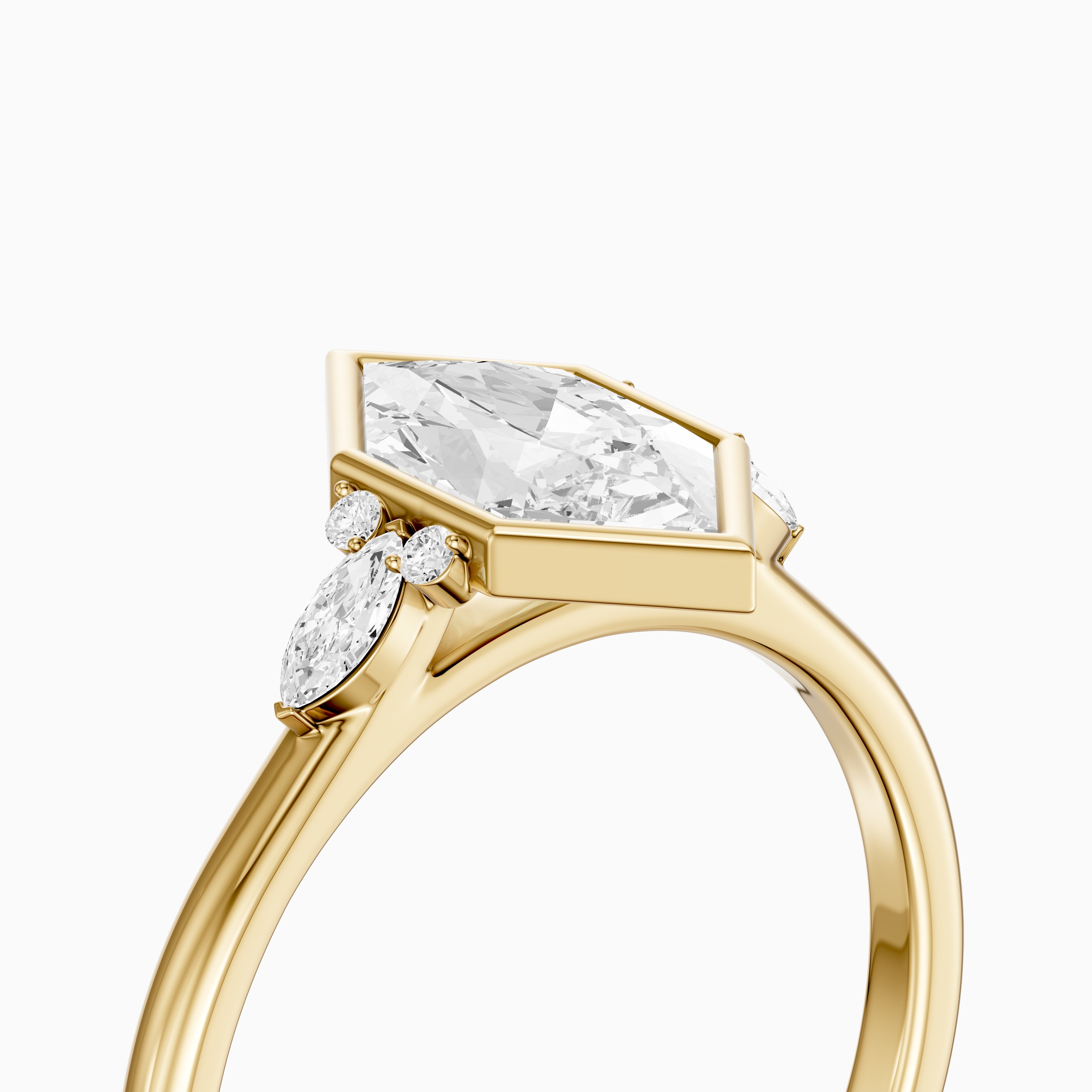 Carolina Low Profile Dutch Marquise Lab Grown Diamond Bezel Side Stones Ring