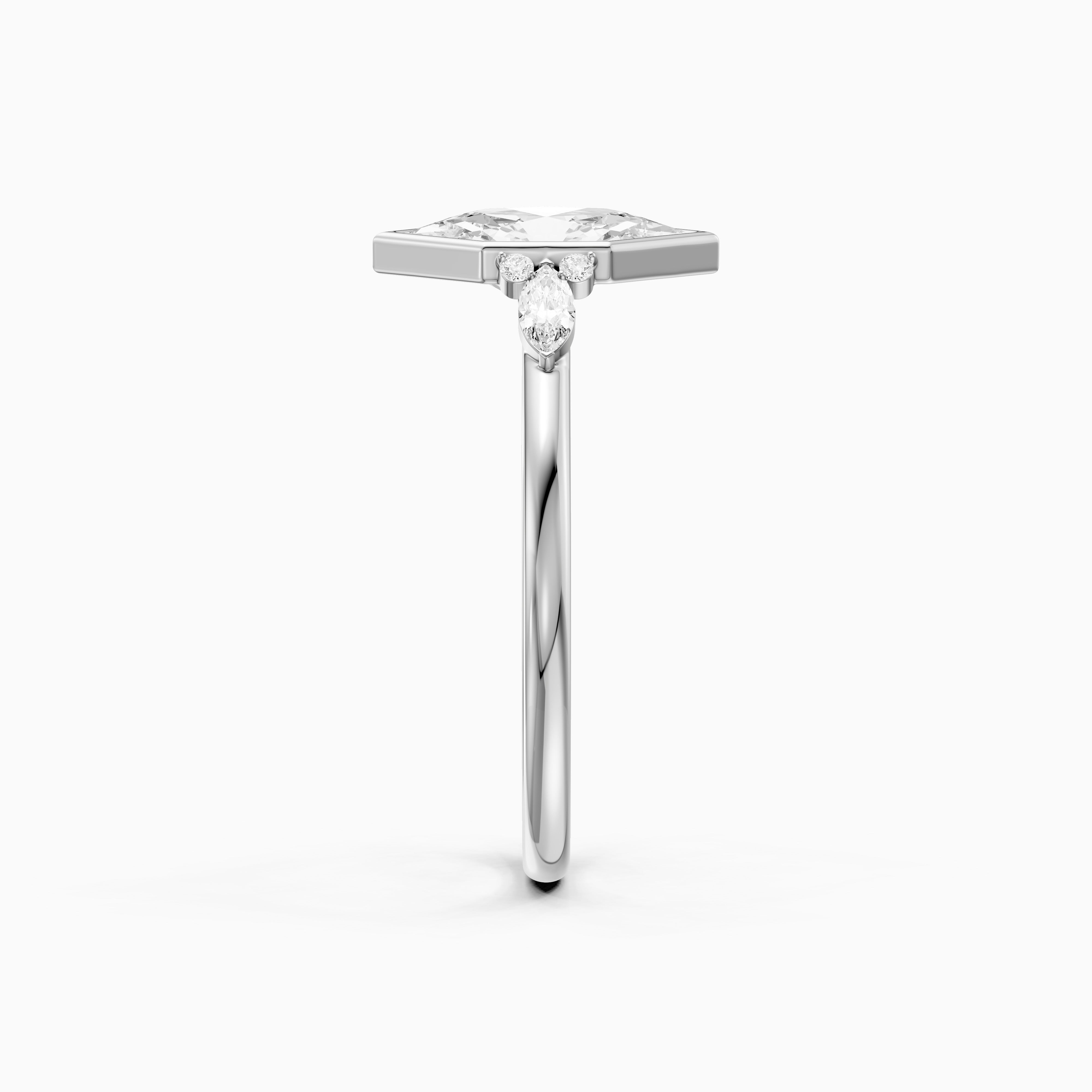 Carolina Low Profile Dutch Marquise Lab Grown Diamond Bezel Side Stones Ring