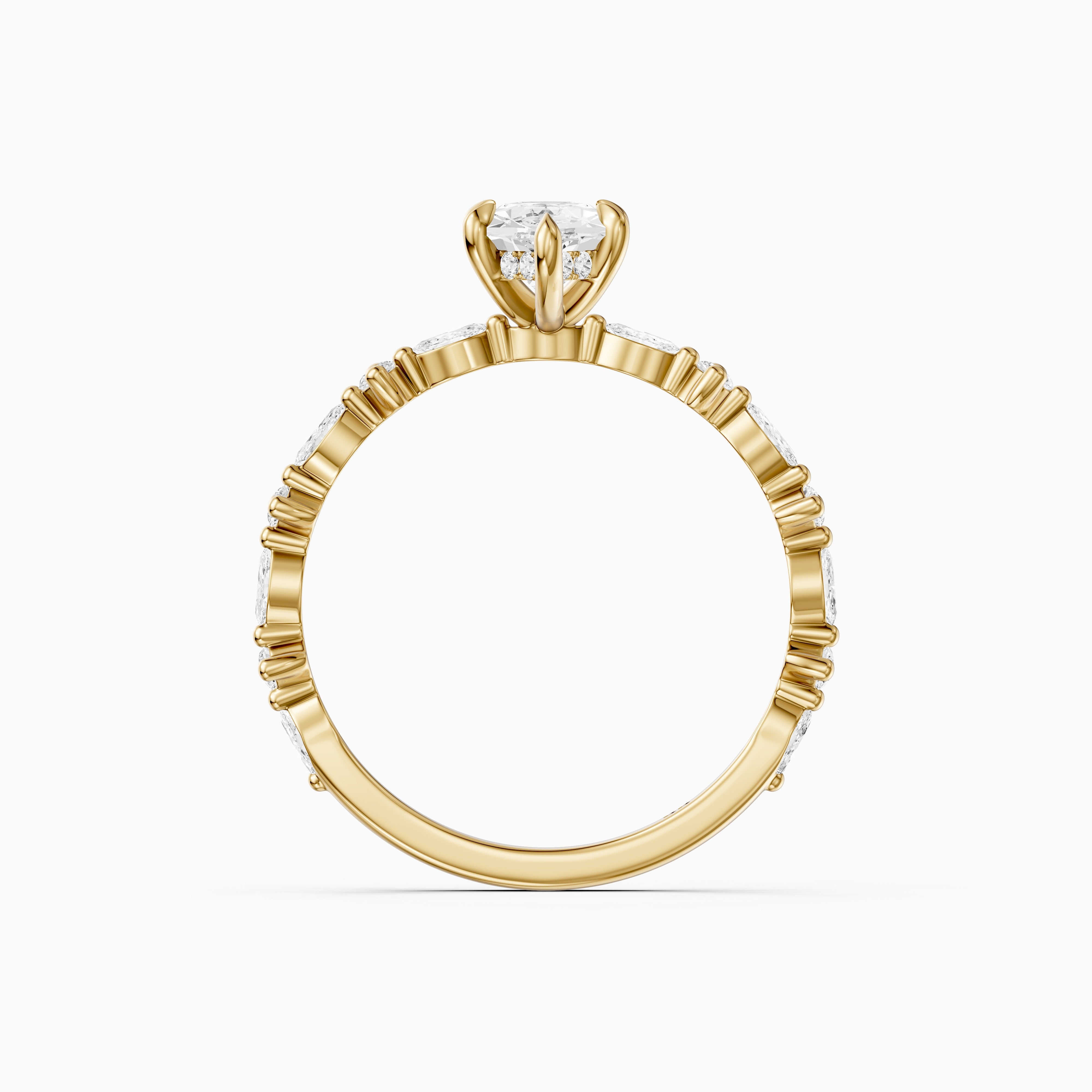 Francisca Dutch Marquise Lab Diamond Hidden Halo Ring with Marquise Round Band