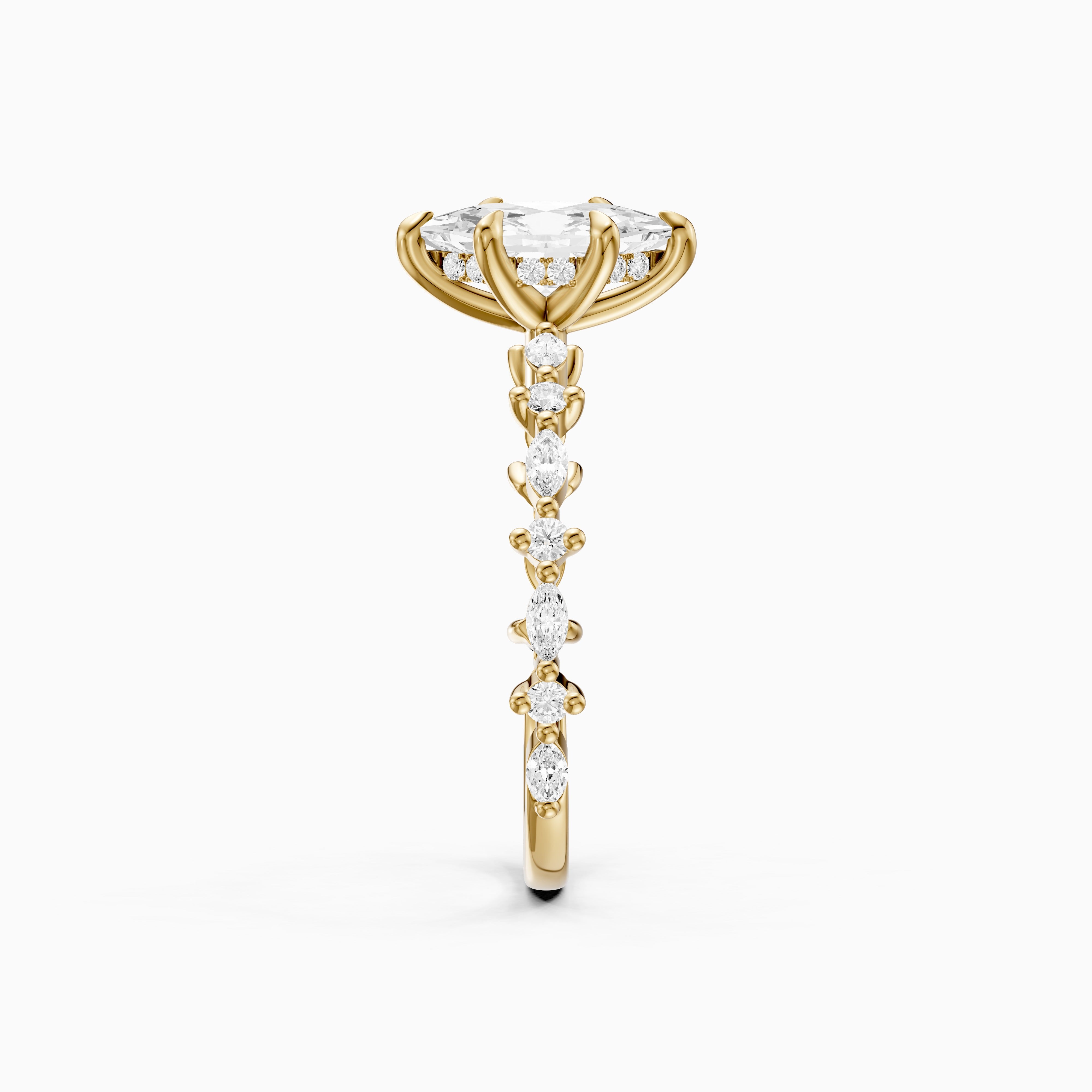 Francisca Dutch Marquise Lab Diamond Hidden Halo Ring with Marquise Round Band