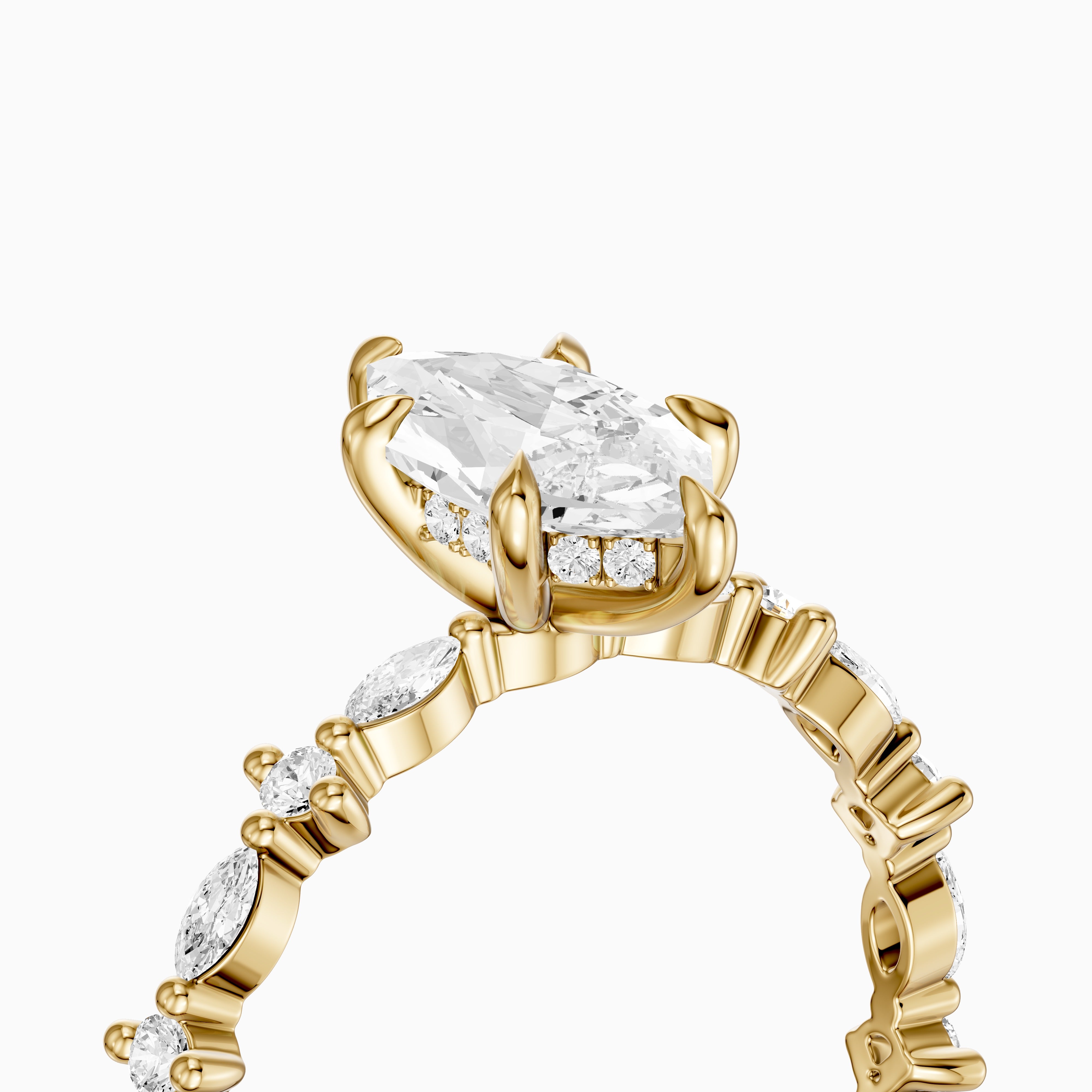 Francisca Dutch Marquise Lab Diamond Hidden Halo Ring with Marquise Round Band