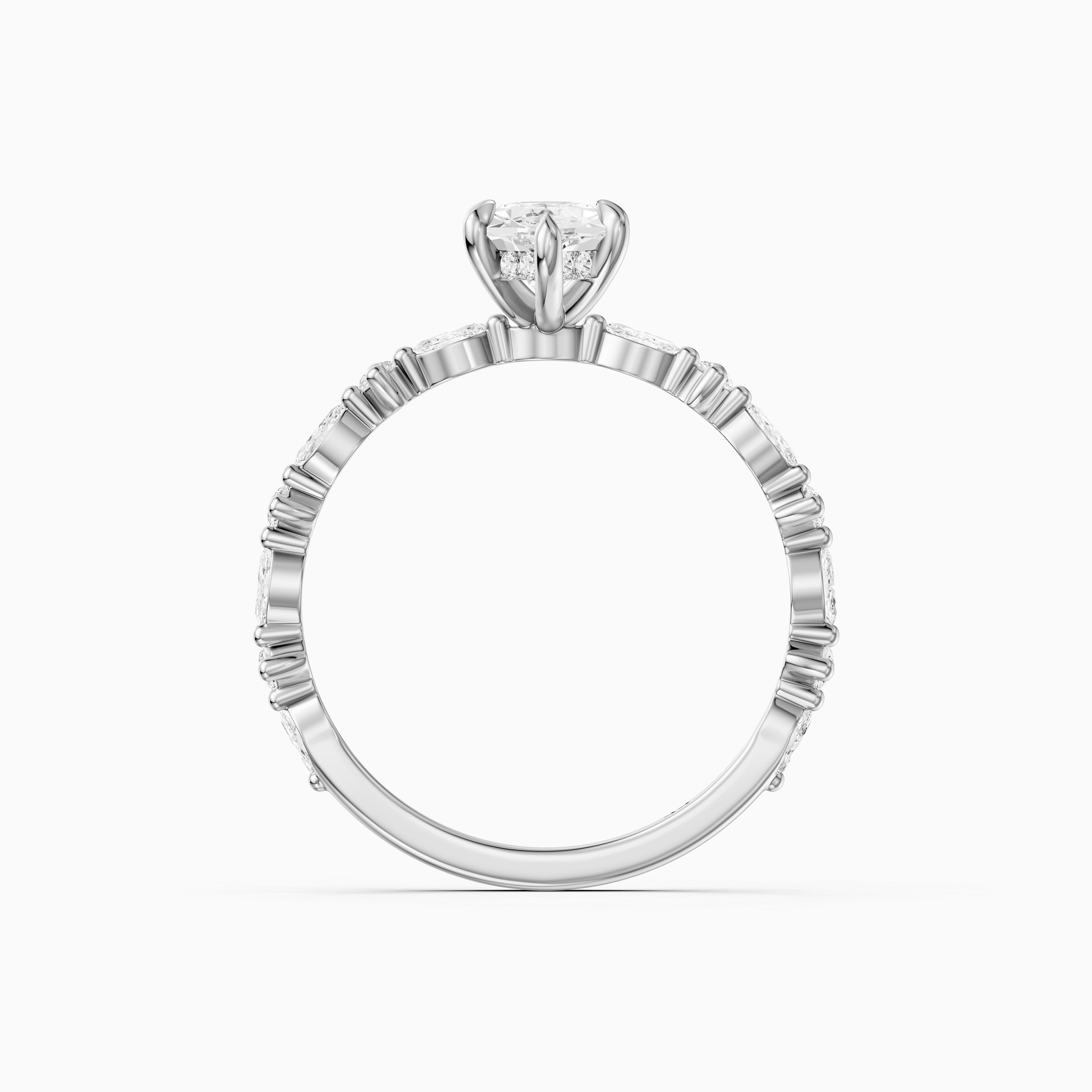 Francisca Dutch Marquise Lab Diamond Hidden Halo Ring with Marquise Round Band