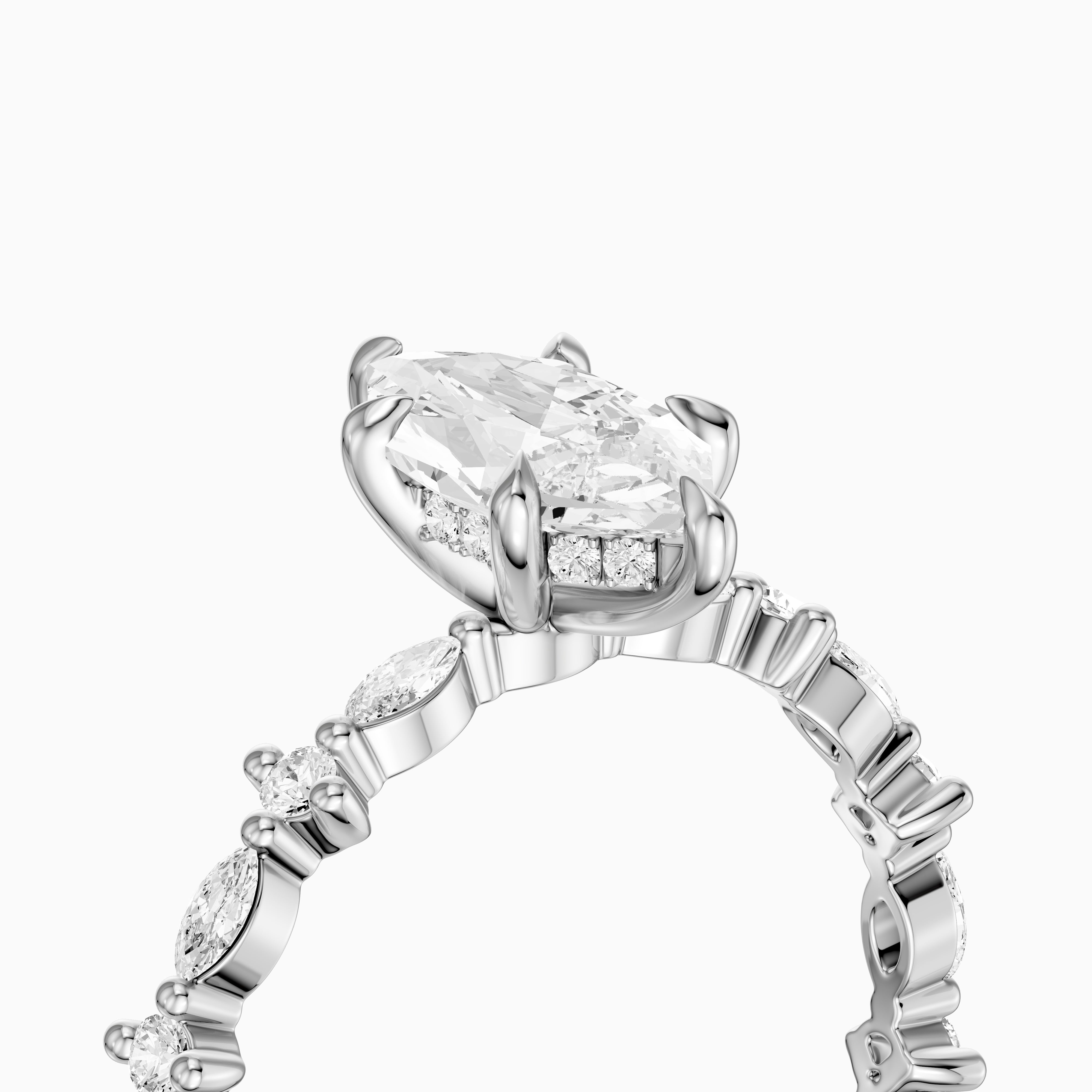 Francisca Dutch Marquise Lab Diamond Hidden Halo Ring with Marquise Round Band