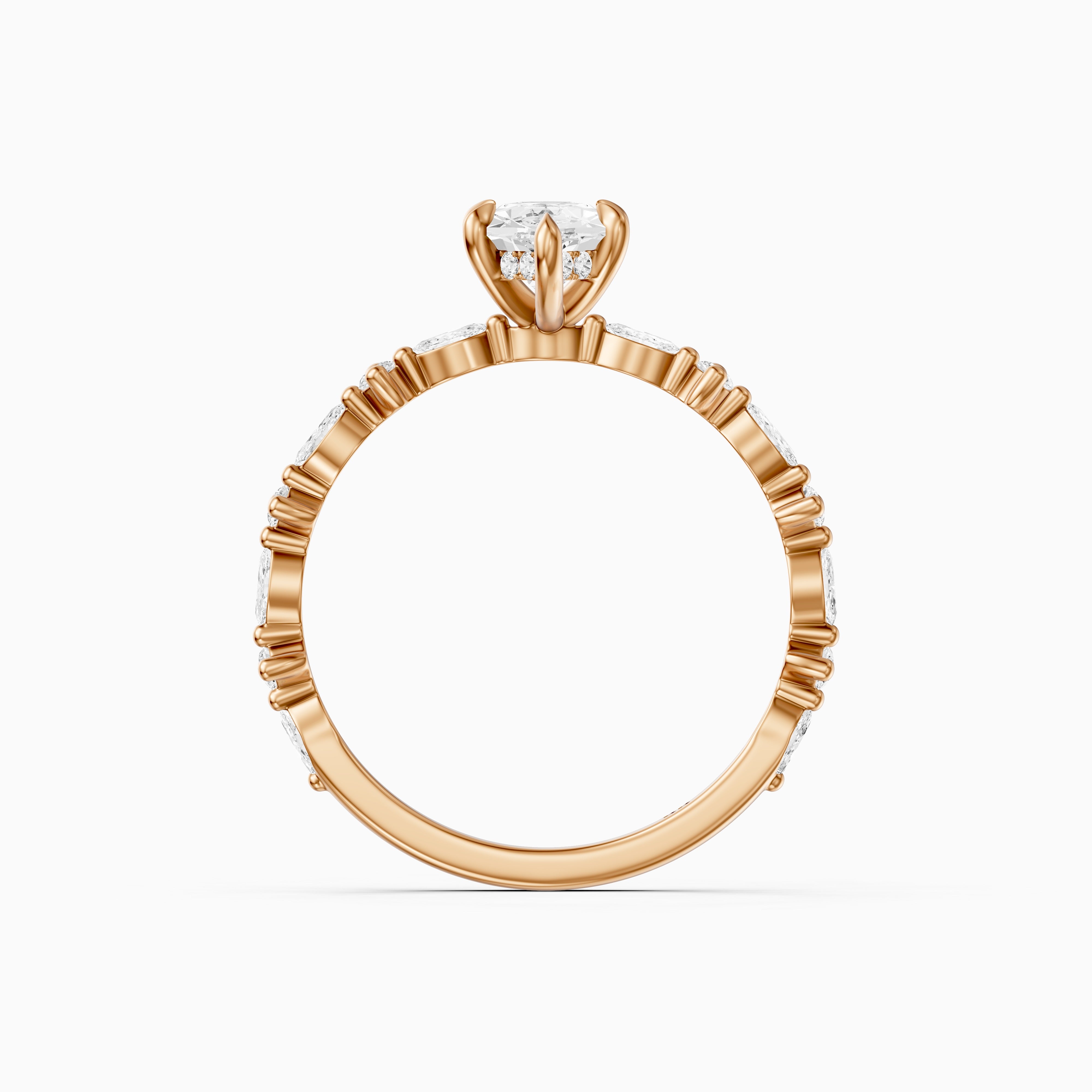 Francisca Dutch Marquise Lab Diamond Hidden Halo Ring with Marquise Round Band