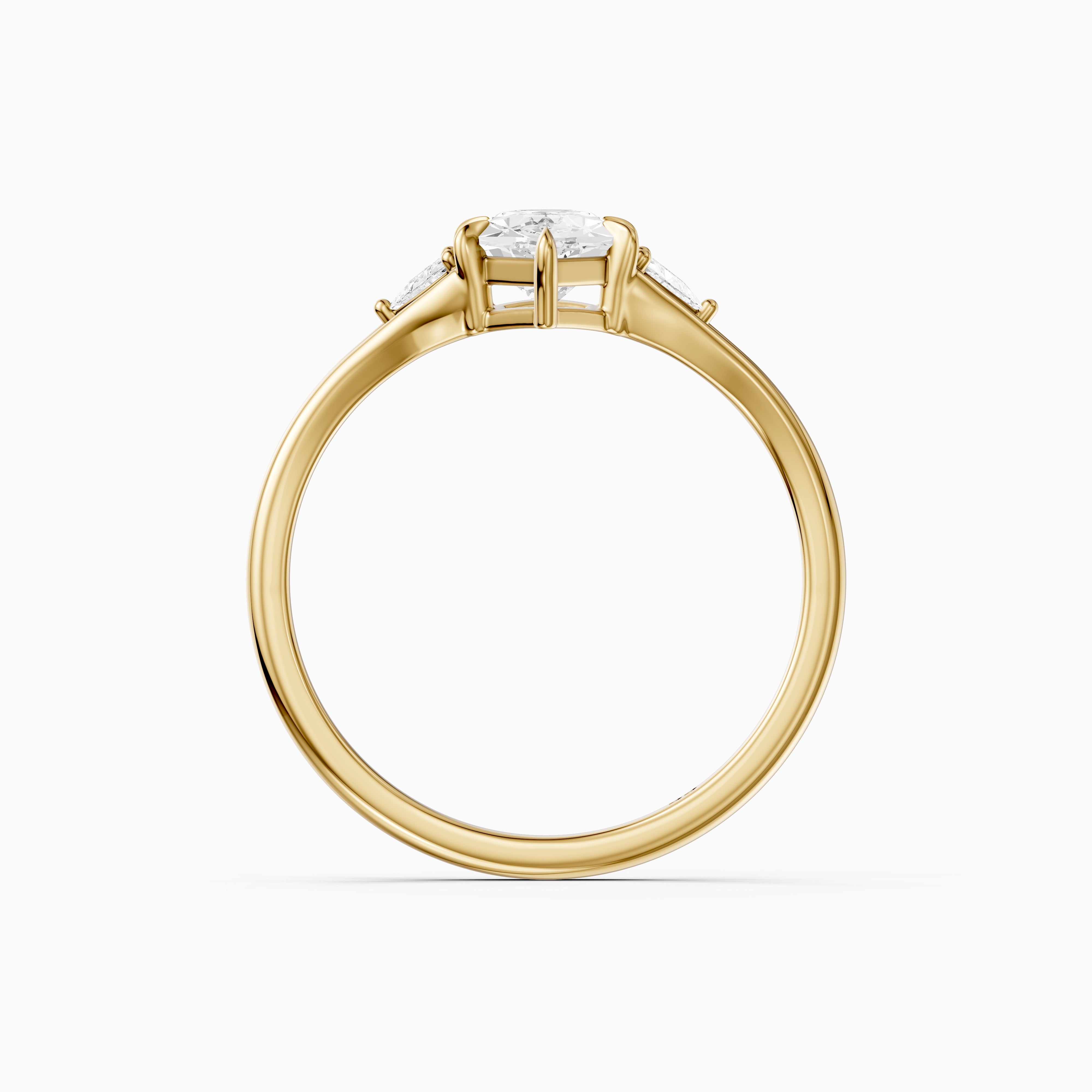 Mafalda Three Stone Dutch Marquise Lab Grown Diamond Ring with Trillion Side Stones