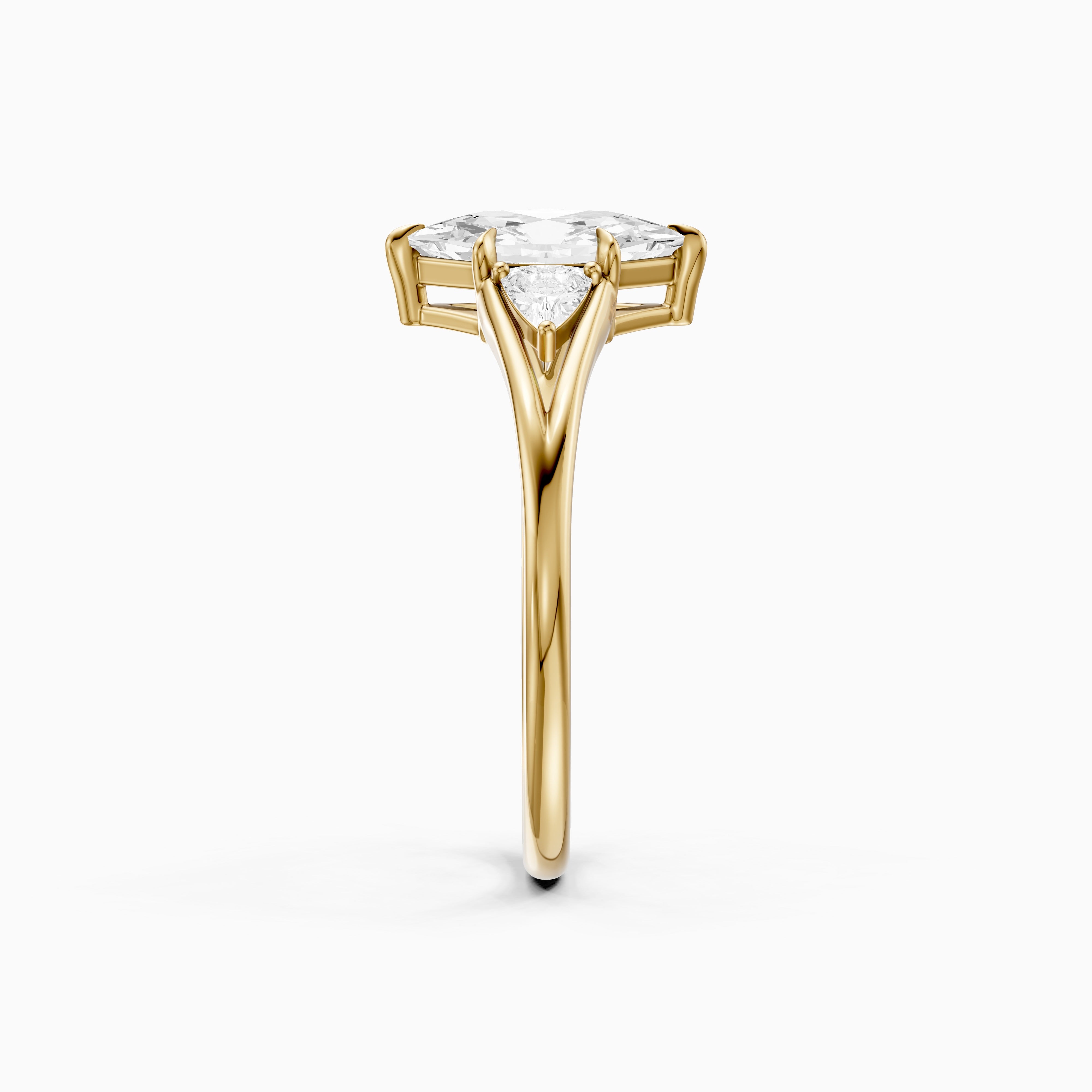Mafalda Three Stone Dutch Marquise Lab Grown Diamond Ring with Trillion Side Stones
