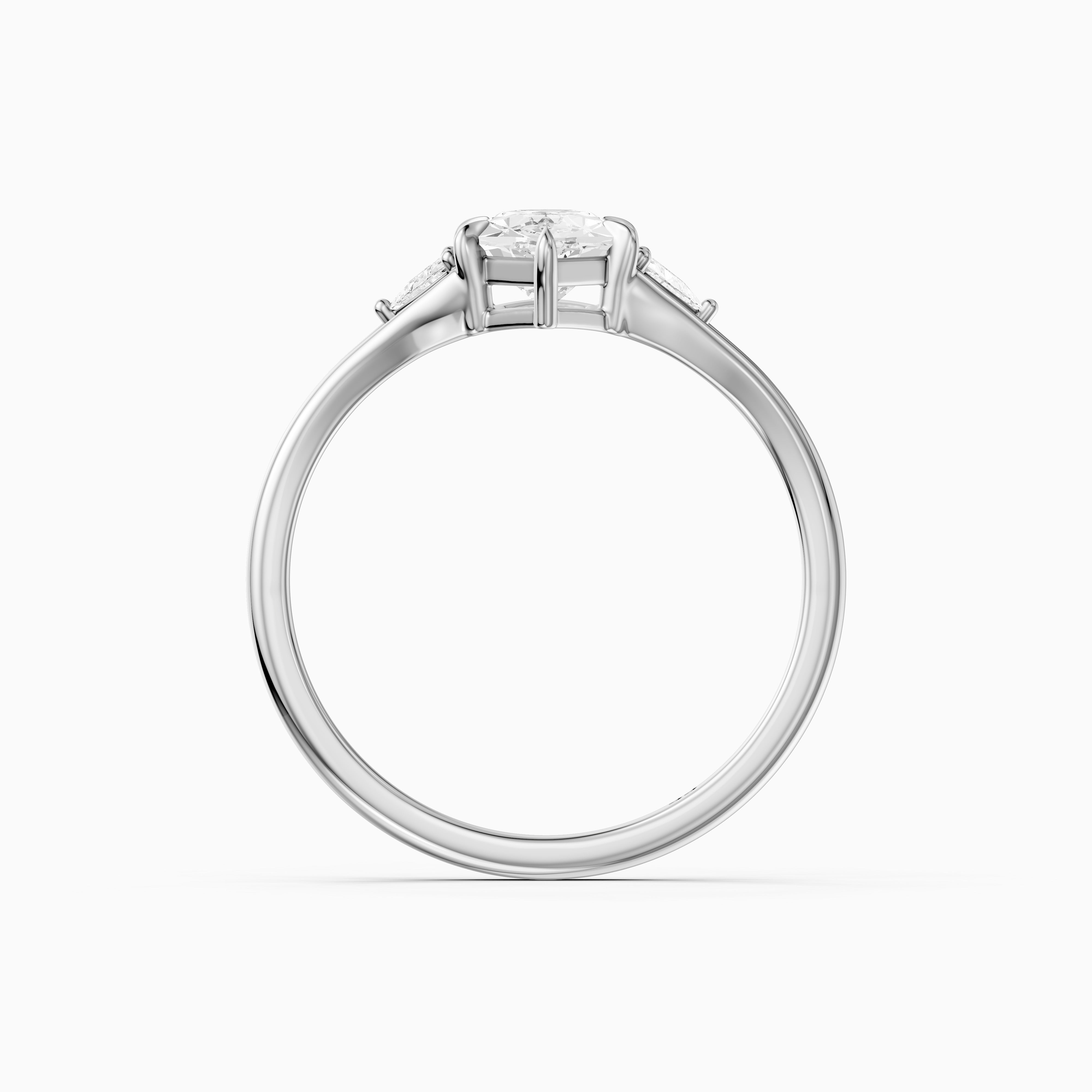 Mafalda Three Stone Dutch Marquise Lab Grown Diamond Ring with Trillion Side Stones