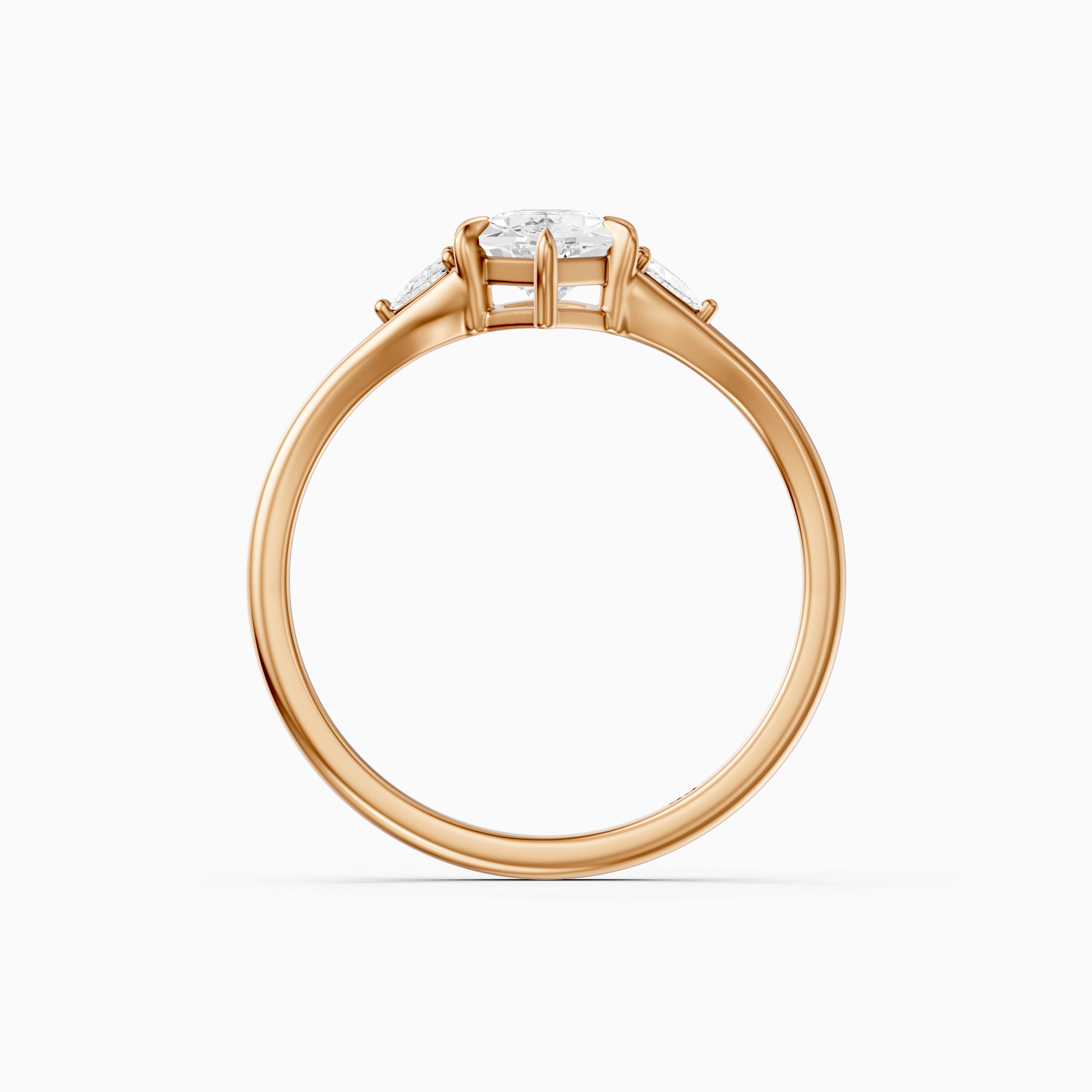 Mafalda Three Stone Dutch Marquise Lab Grown Diamond Ring with Trillion Side Stones