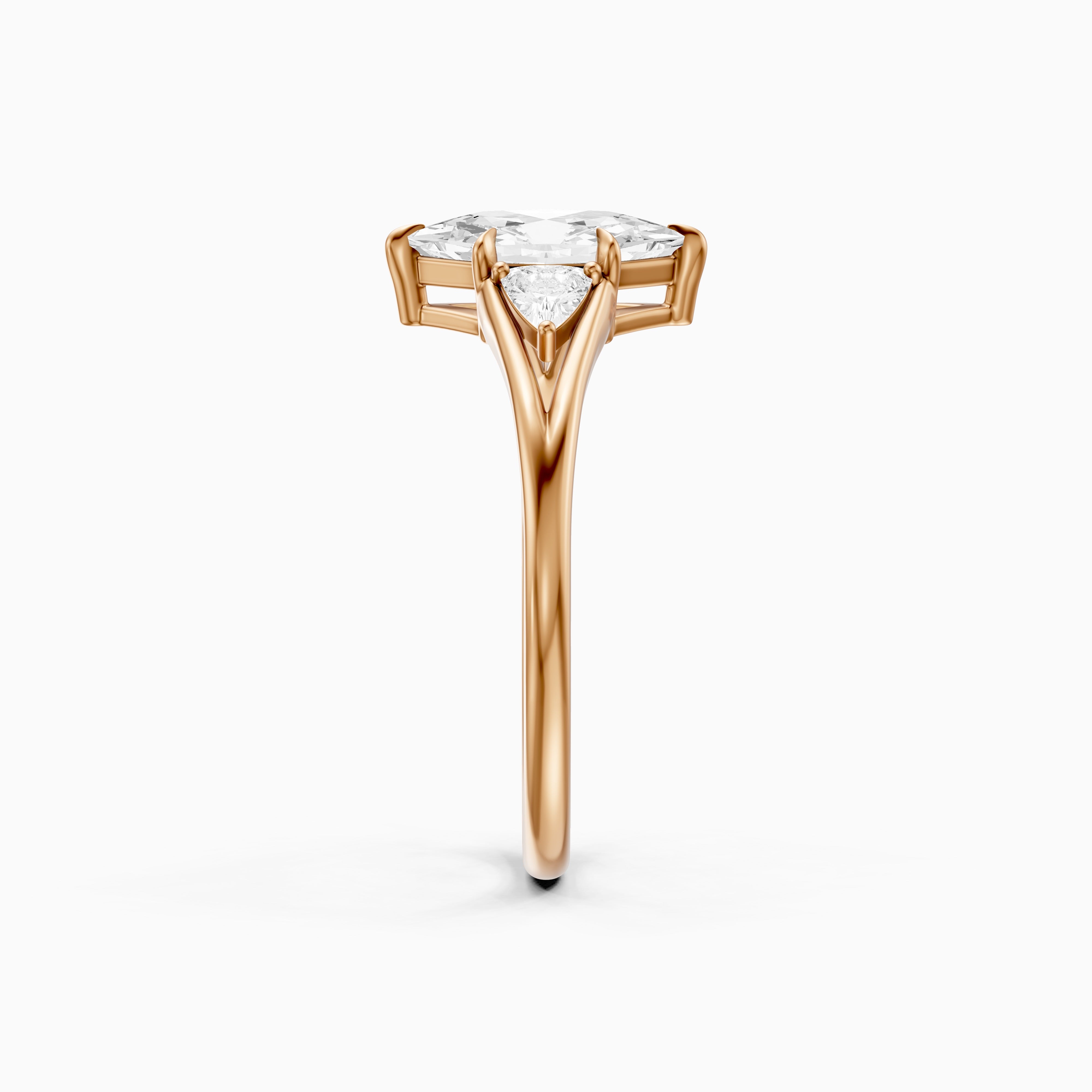 Mafalda Three Stone Dutch Marquise Lab Grown Diamond Ring with Trillion Side Stones