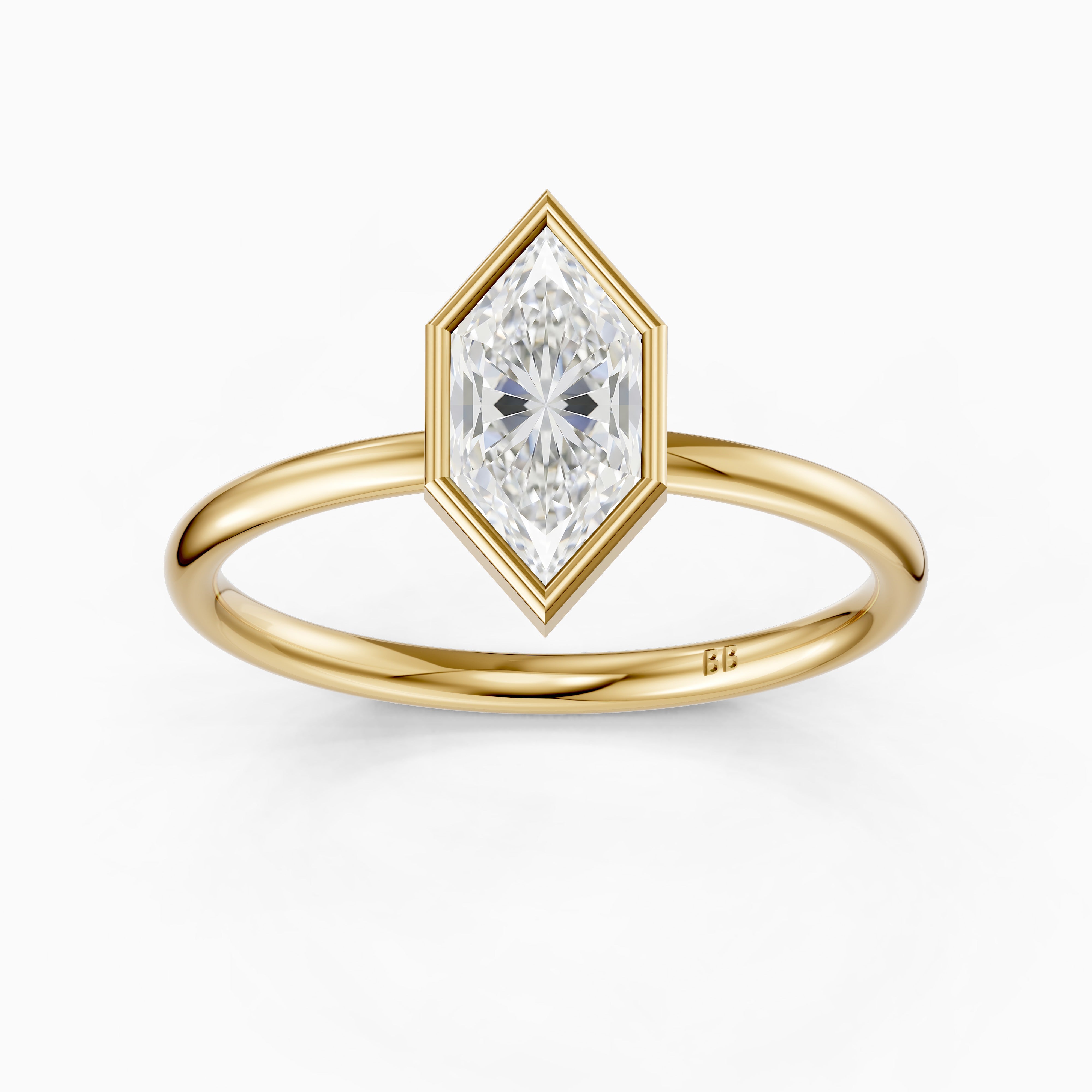 Andreia Dutch Marquise Cut Lab Grown Diamond Bezel Set Solitaire Ring