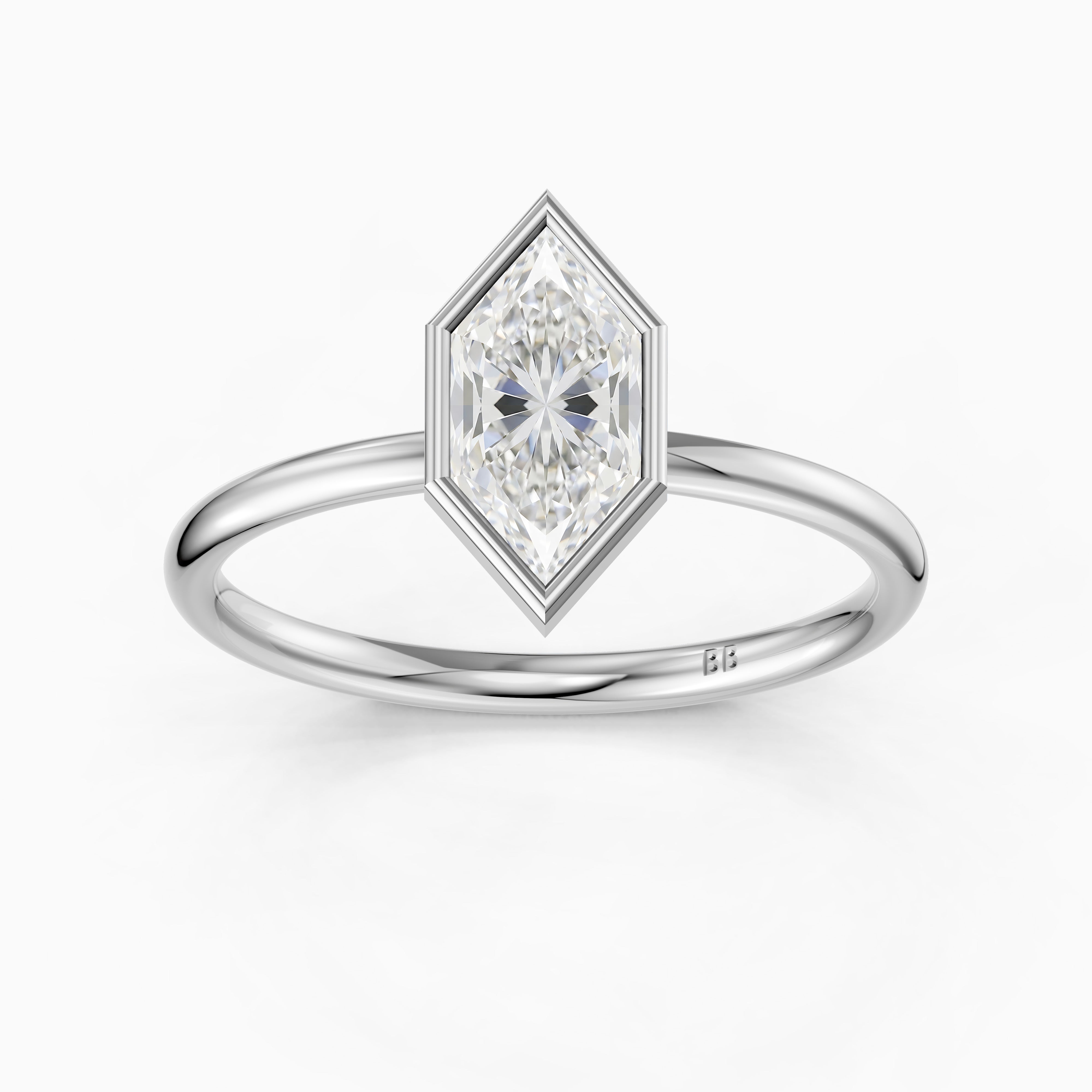 Andreia Dutch Marquise Cut Lab Grown Diamond Bezel Set Solitaire Ring