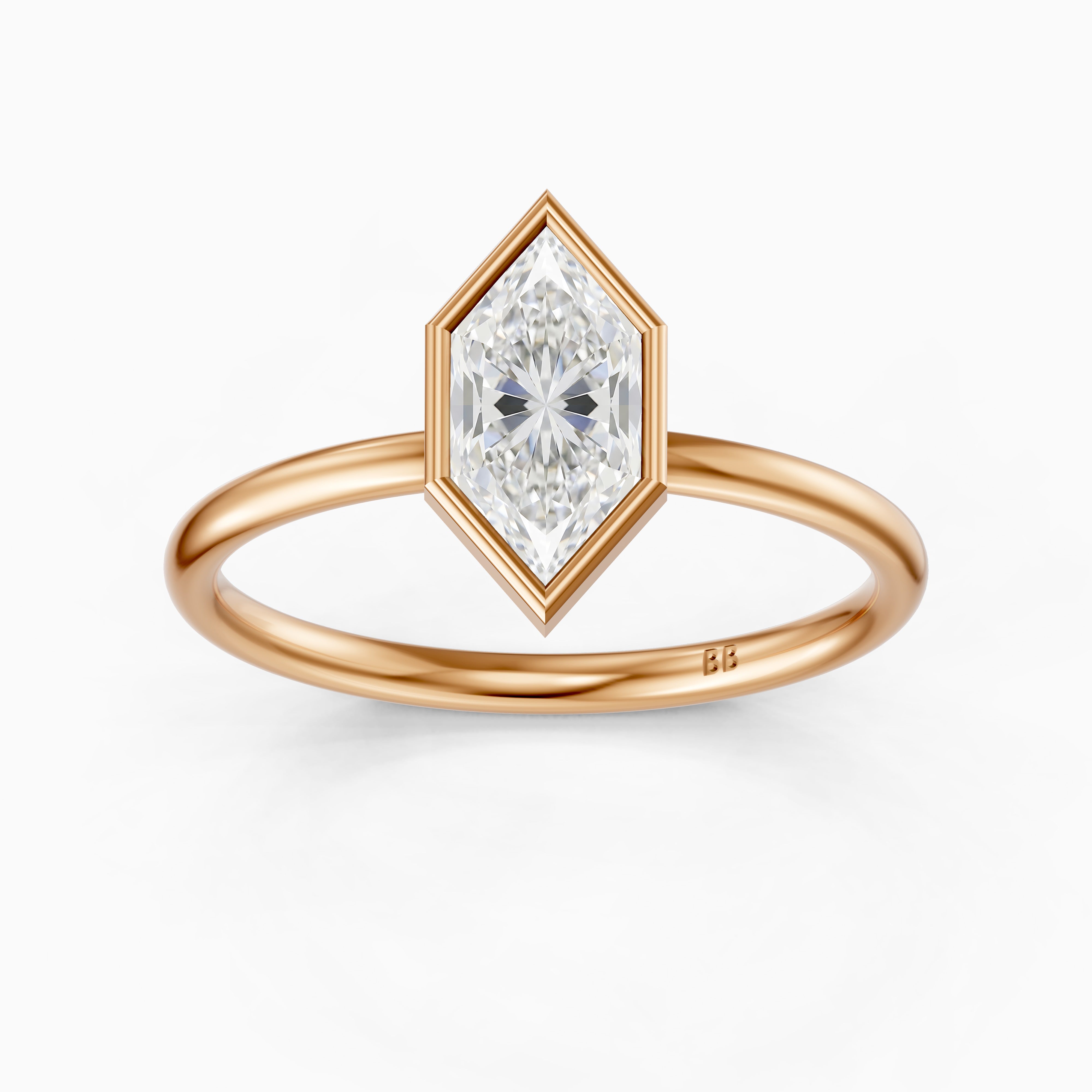 Andreia Dutch Marquise Cut Lab Grown Diamond Bezel Set Solitaire Ring