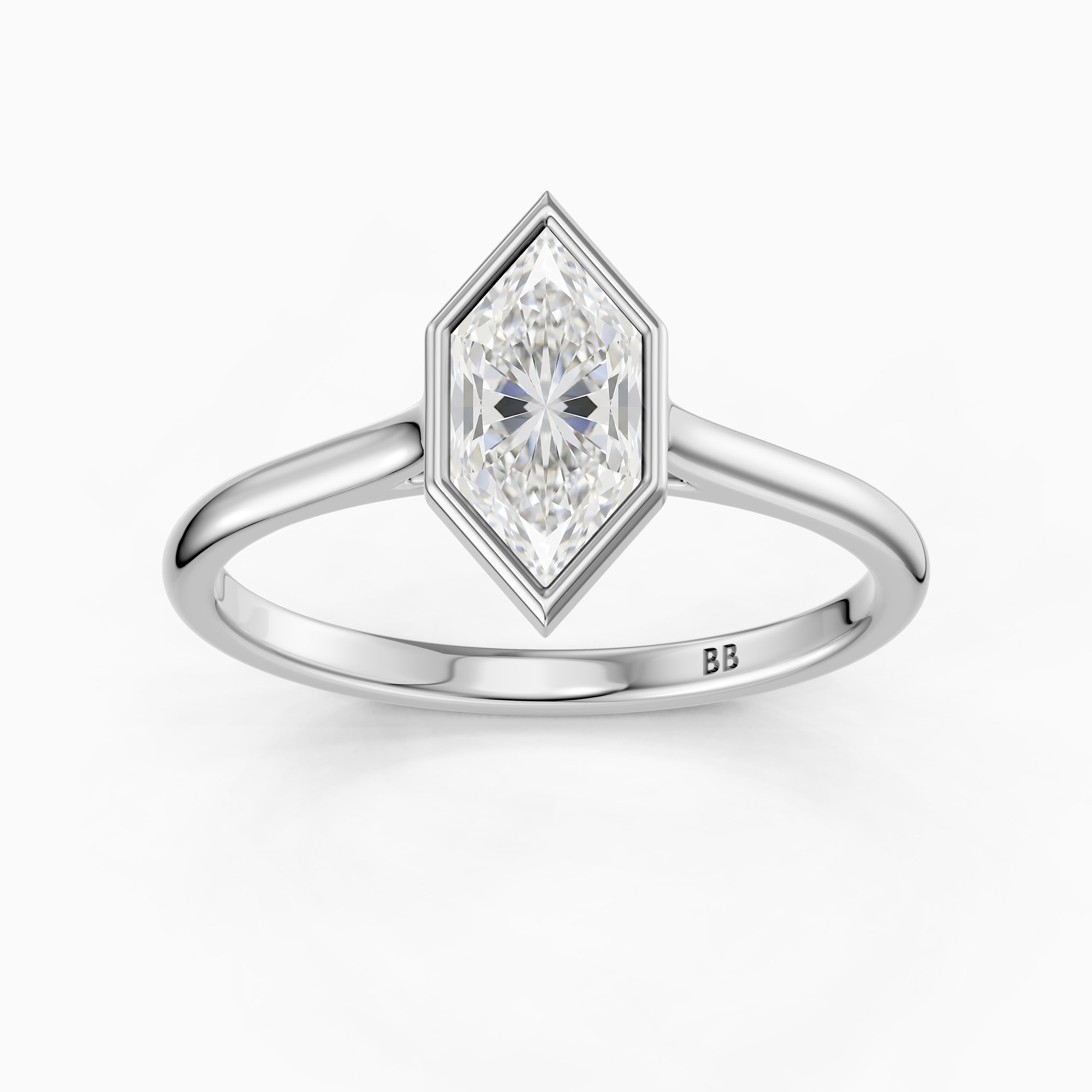 Susana Dutch Marquise Lab Created Diamond Cathedral Bezel Ring
