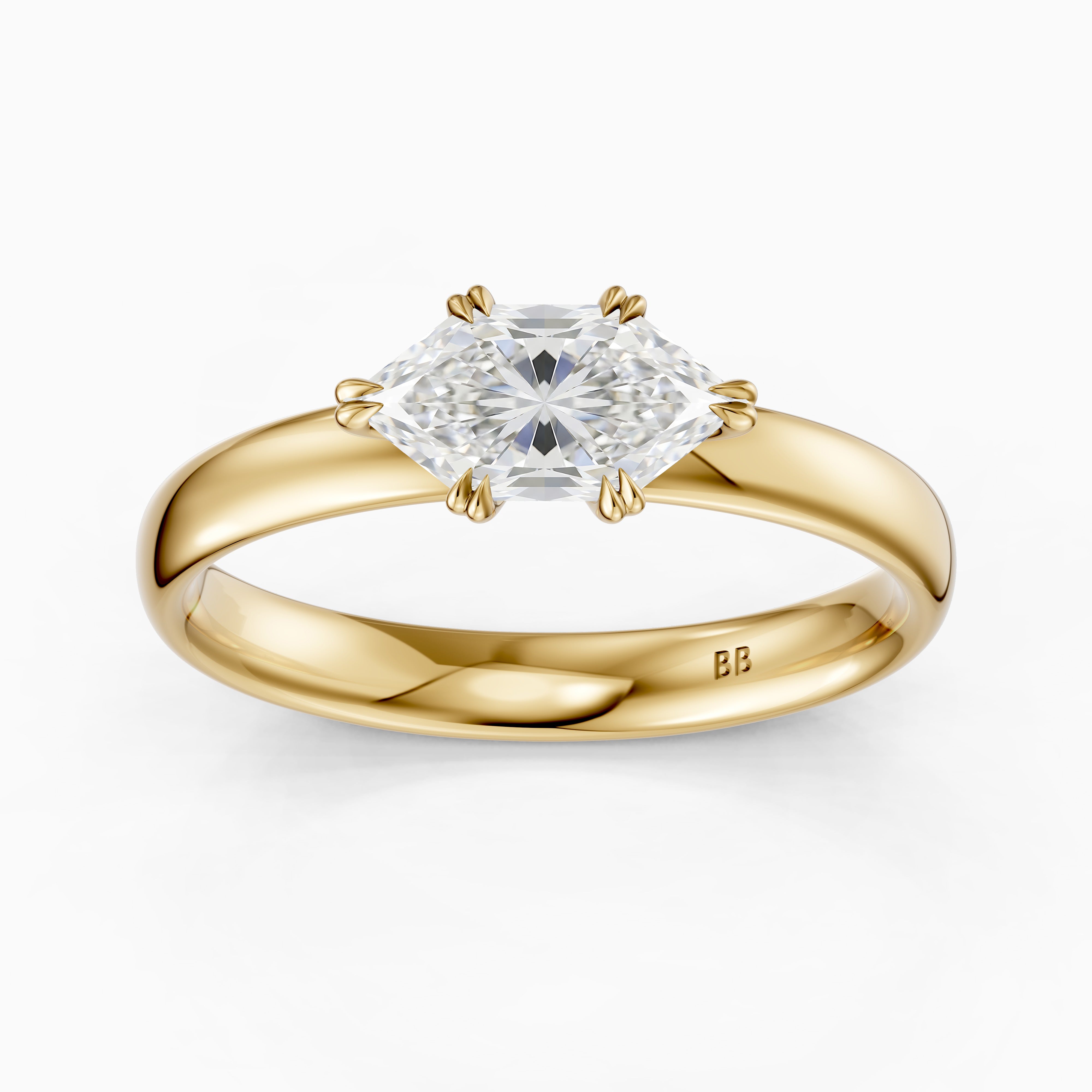 Bruna East-West Dutch Marquise Moissanite Diamond Double Claw Prong Ring
