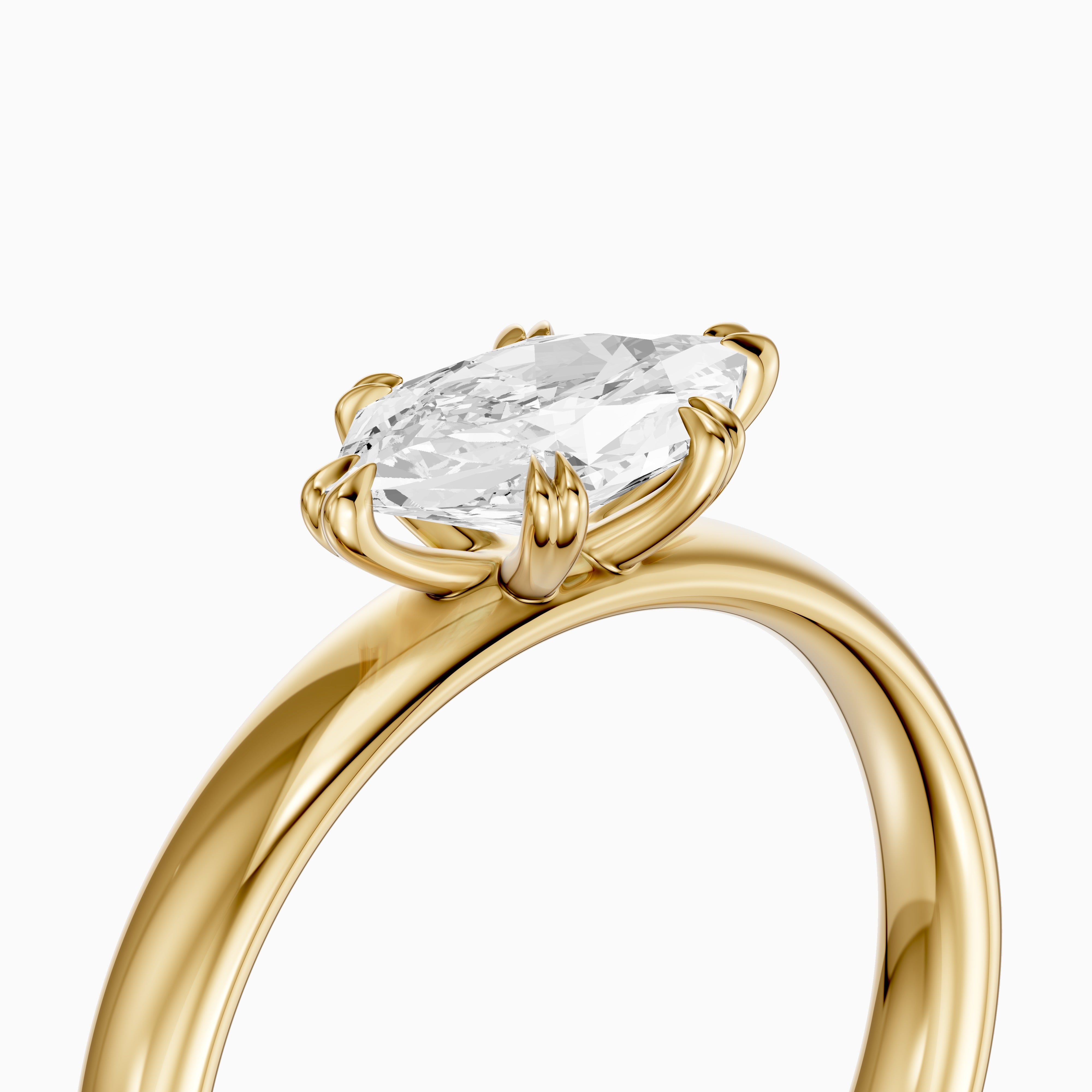 Bruna East-West Dutch Marquise Moissanite Diamond Double Claw Prong Ring