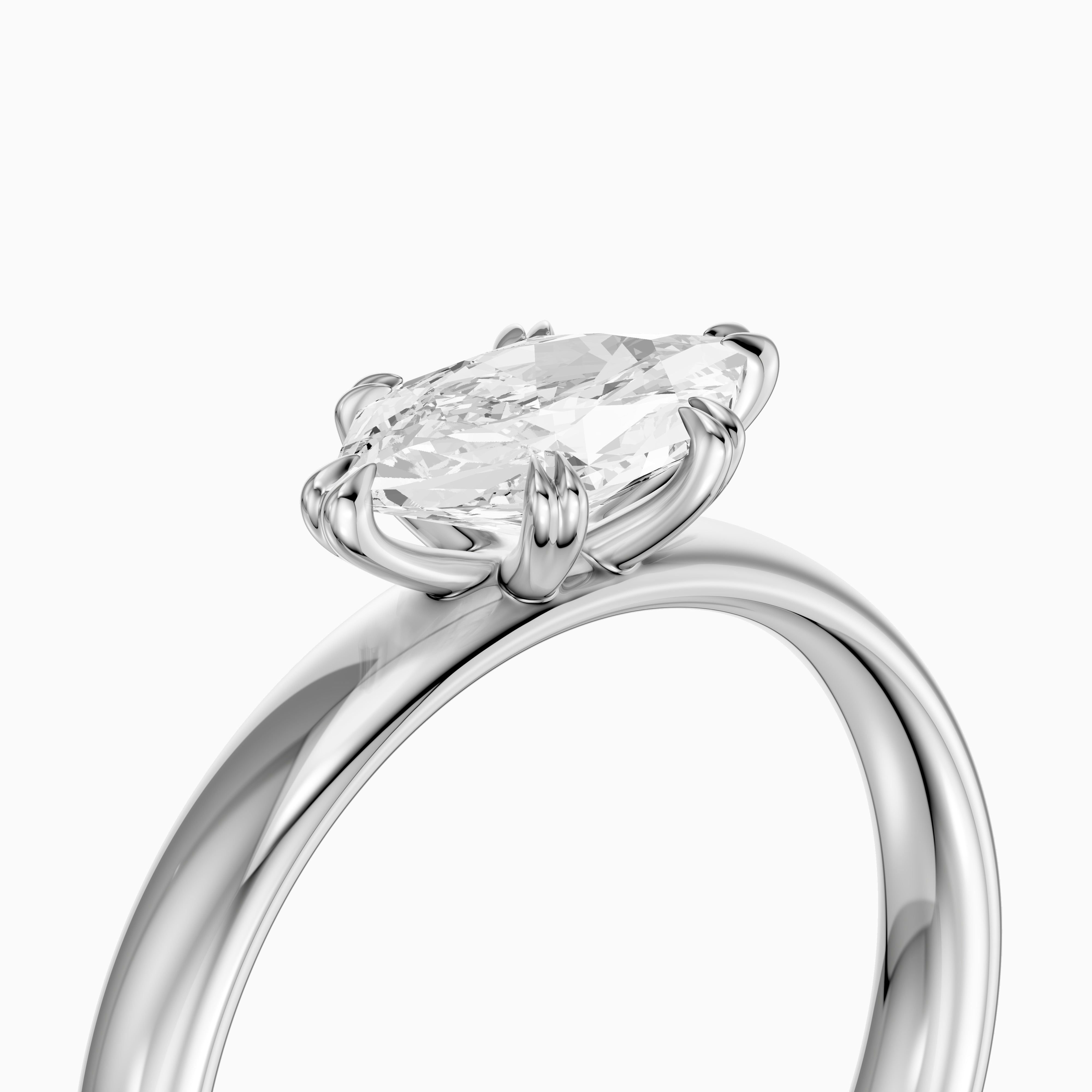 Bruna East-West Dutch Marquise Moissanite Diamond Double Claw Prong Ring