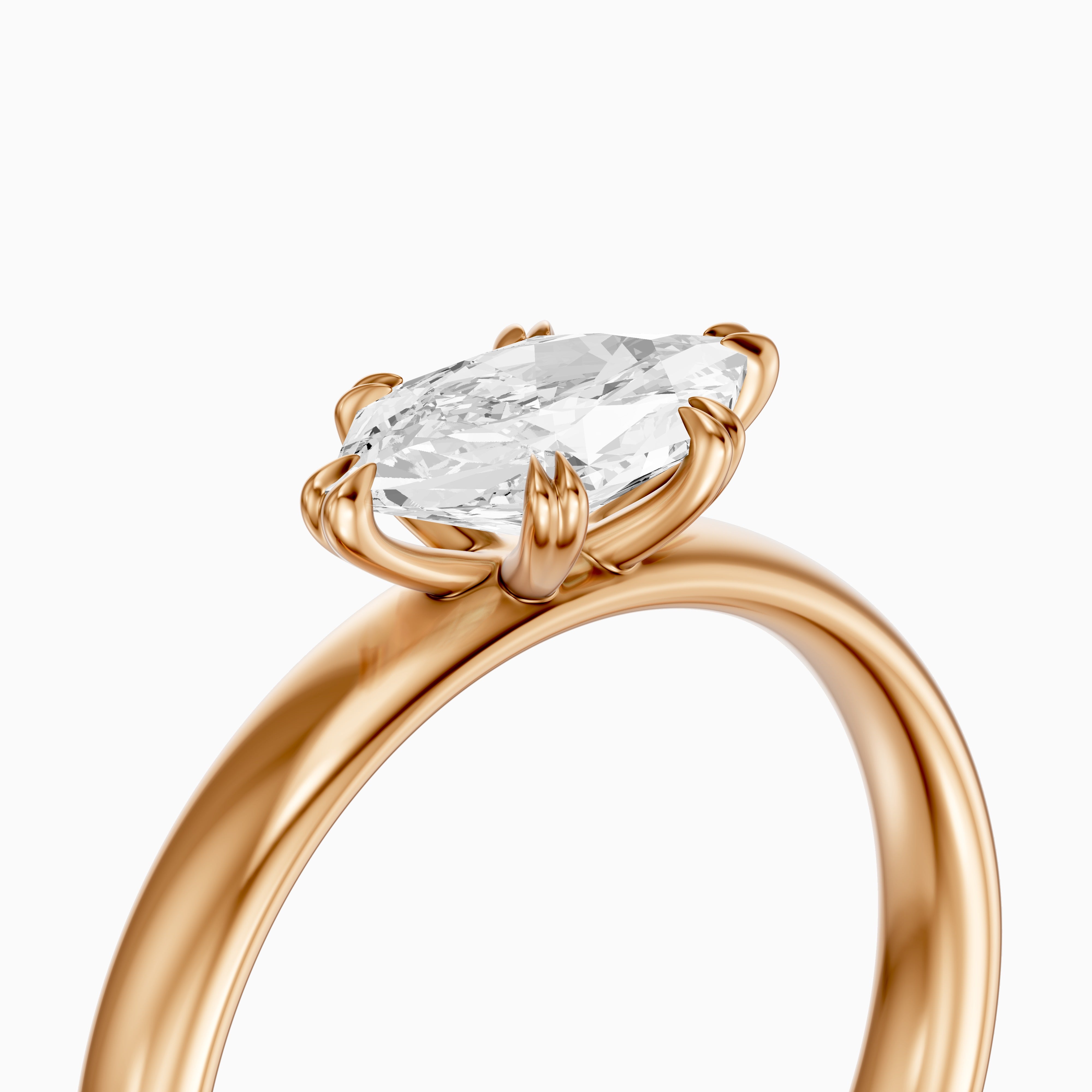 Bruna East-West Dutch Marquise Moissanite Diamond Double Claw Prong Ring