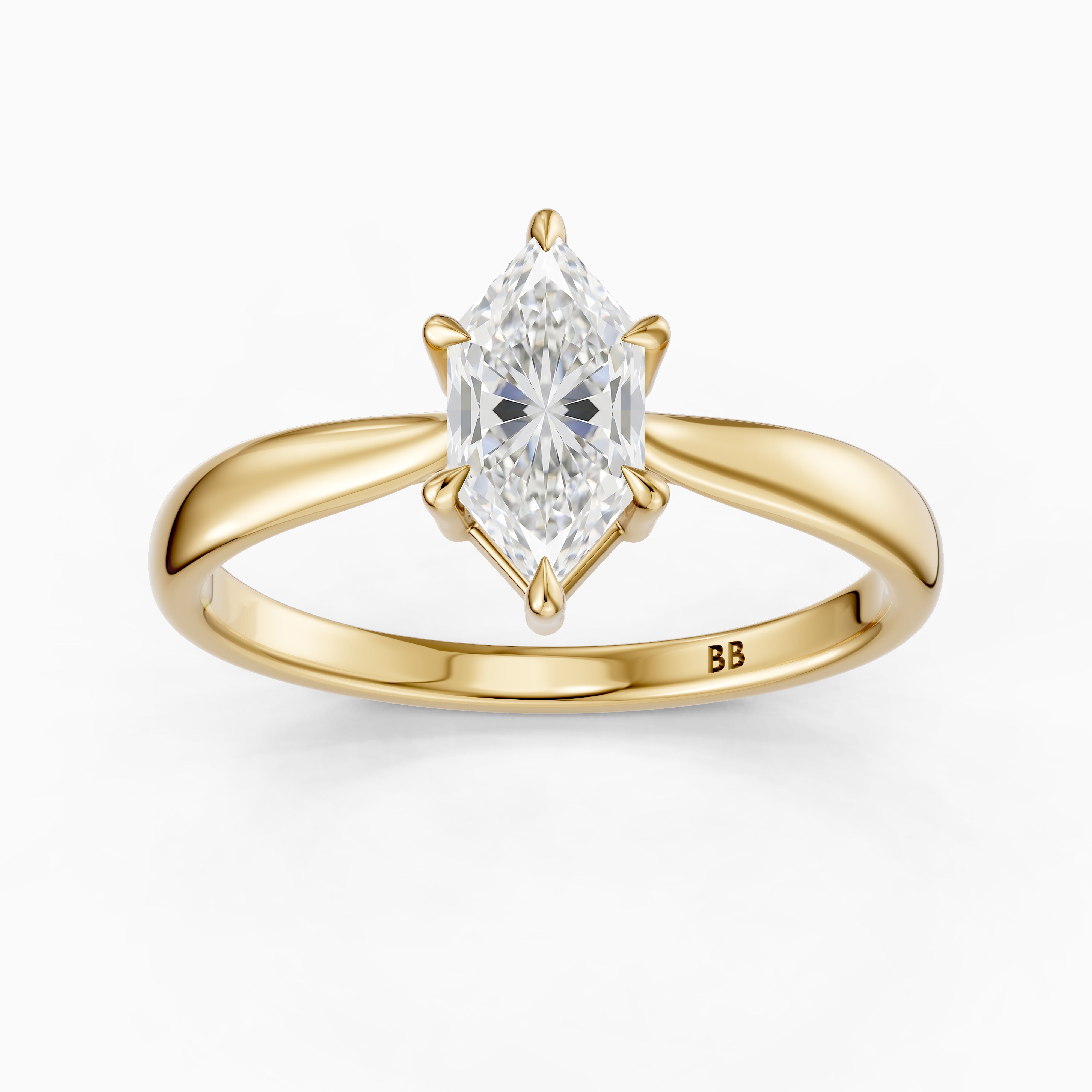 Aline Dutch Marquise Lab Grown Diamond Tapered Cathedral Solitaire Ring