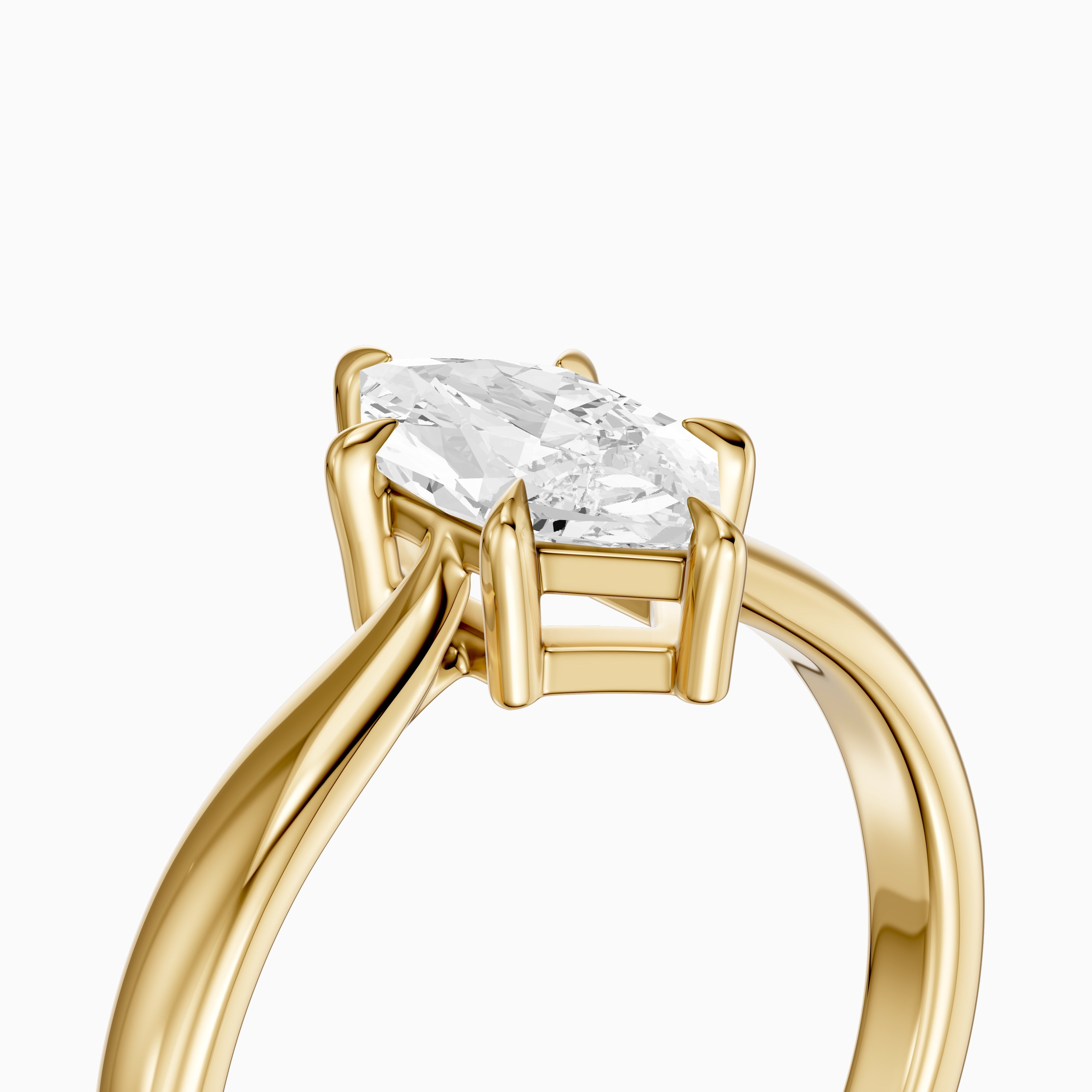 Aline Dutch Marquise Lab Grown Diamond Tapered Cathedral Solitaire Ring