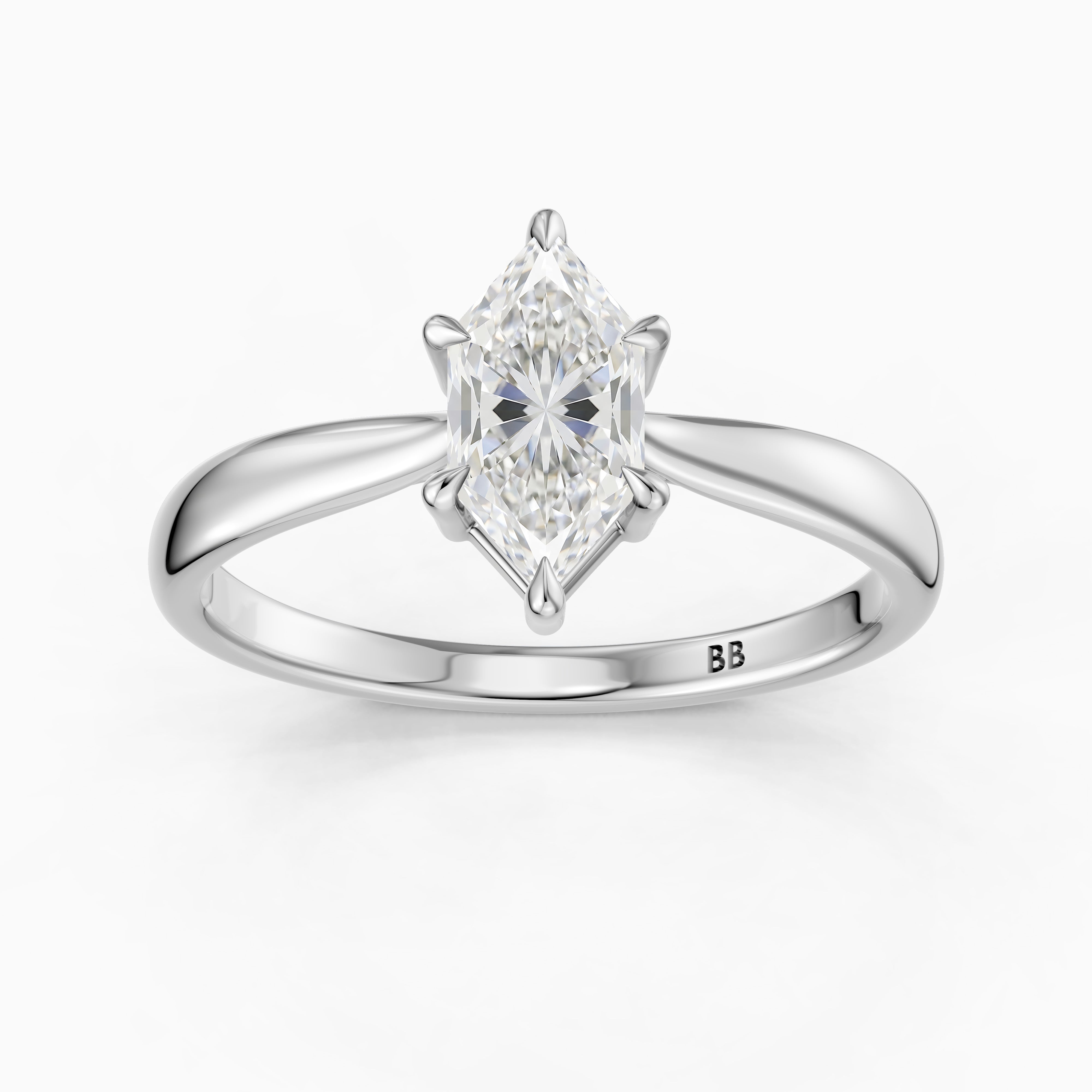 Aline Dutch Marquise Lab Grown Diamond Tapered Cathedral Solitaire Ring