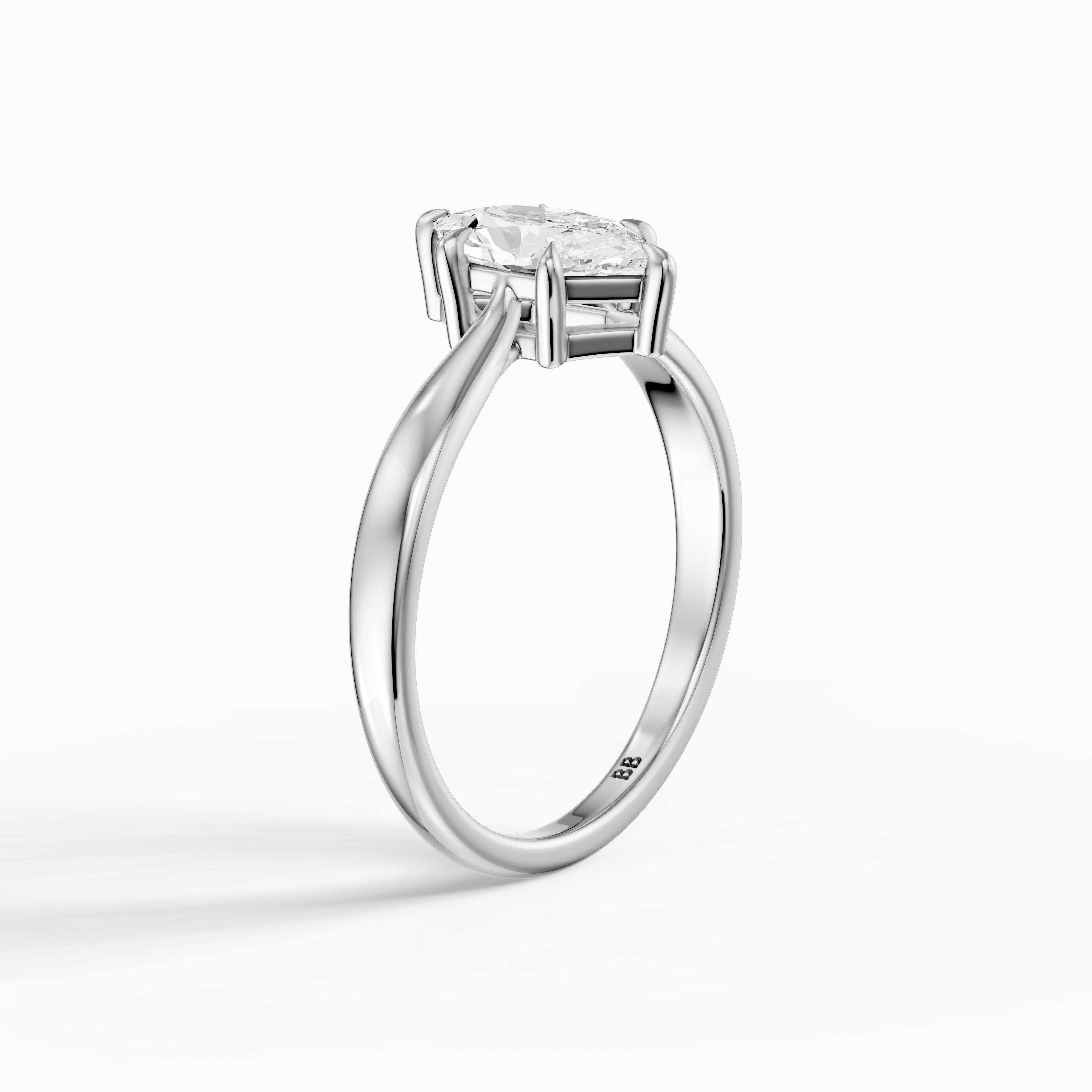 Aline Dutch Marquise Lab Grown Diamond Tapered Cathedral Solitaire Ring