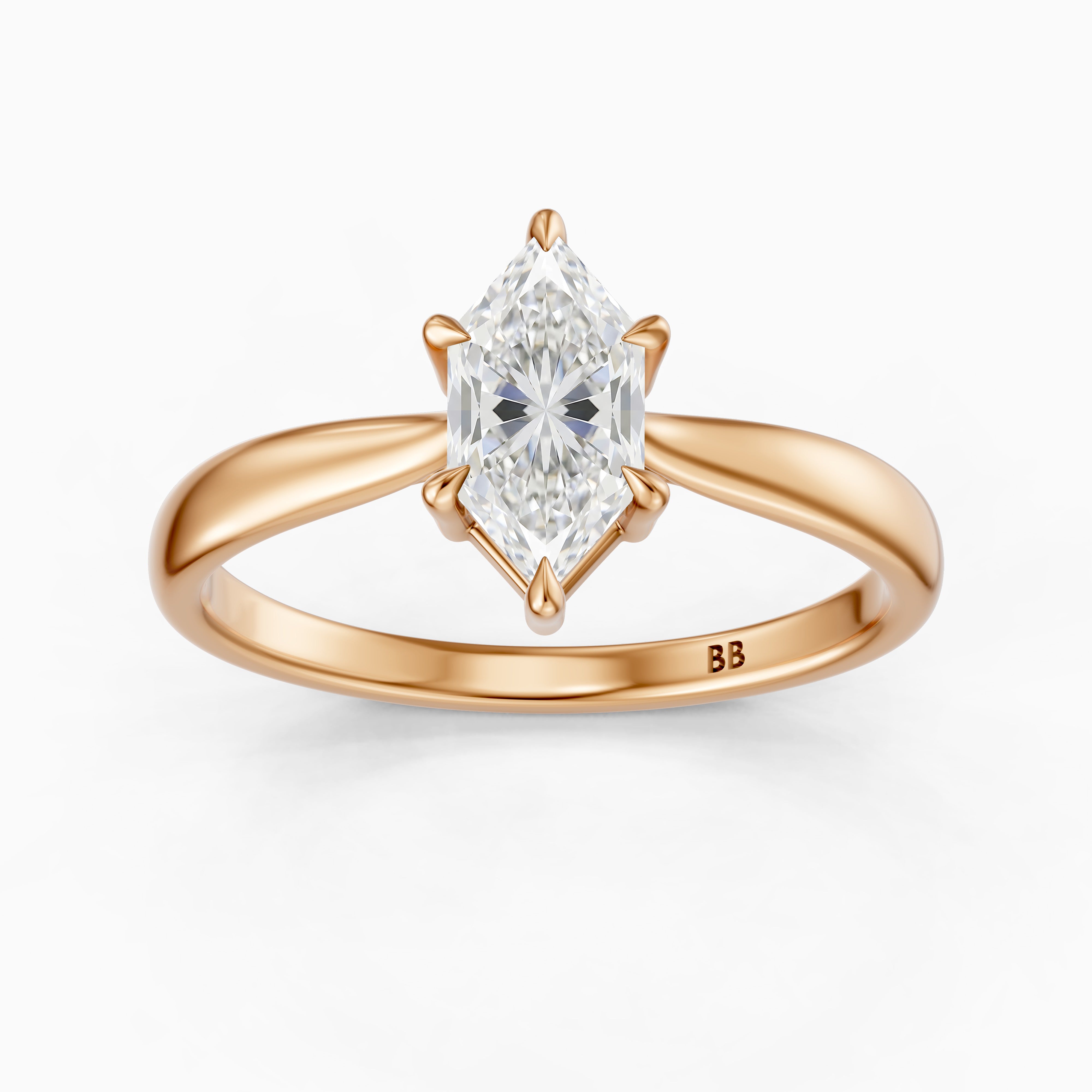 Aline Dutch Marquise Lab Grown Diamond Tapered Cathedral Solitaire Ring