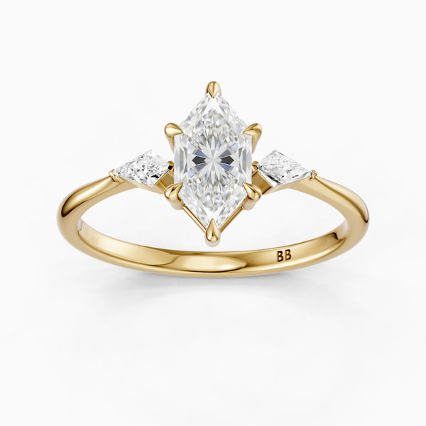 Graca Dutch Marquise Lab Grown Diamond Three-Stone Ring with Kite Diamonds
