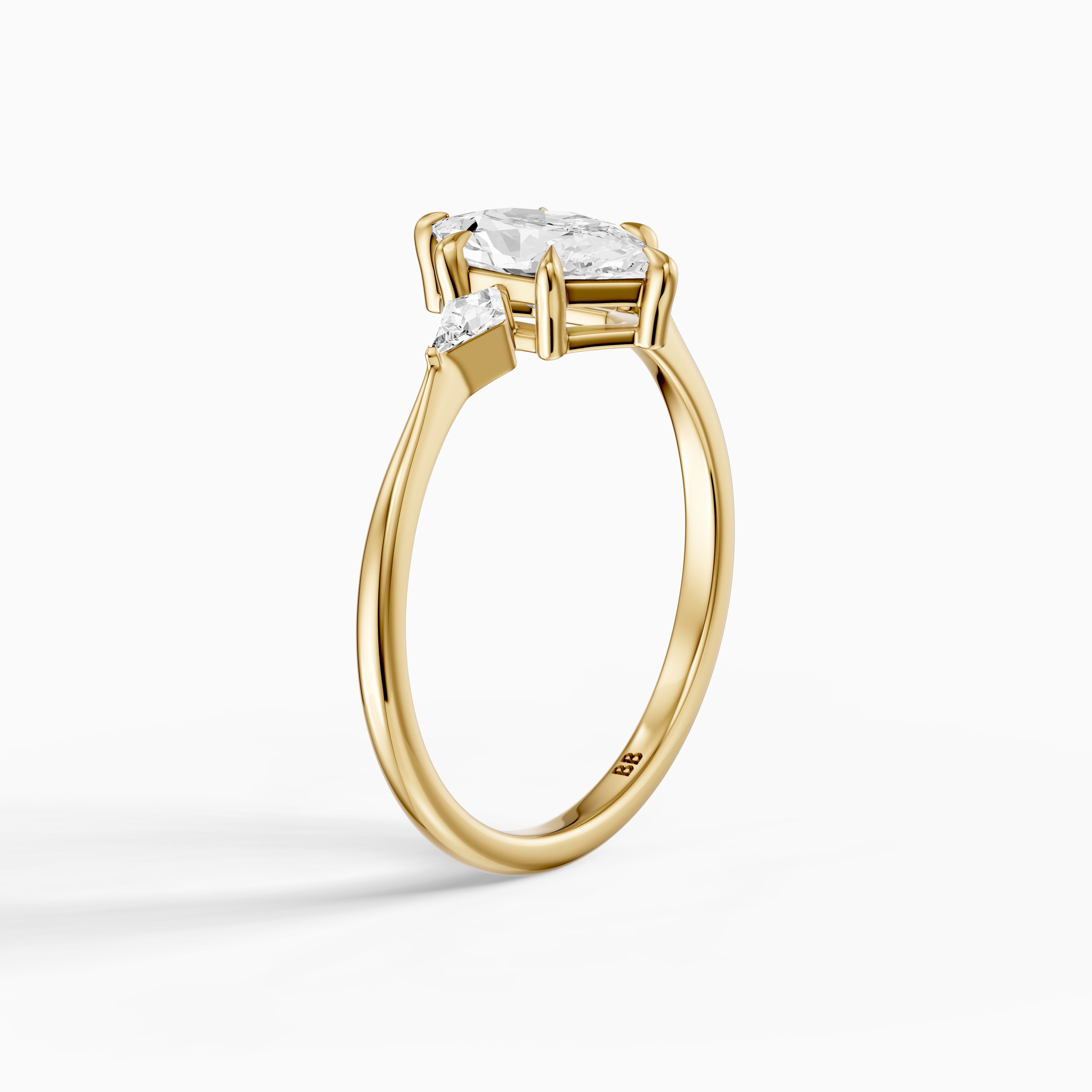 Graca Dutch Marquise Lab Grown Diamond Three-Stone Ring with Kite Diamonds