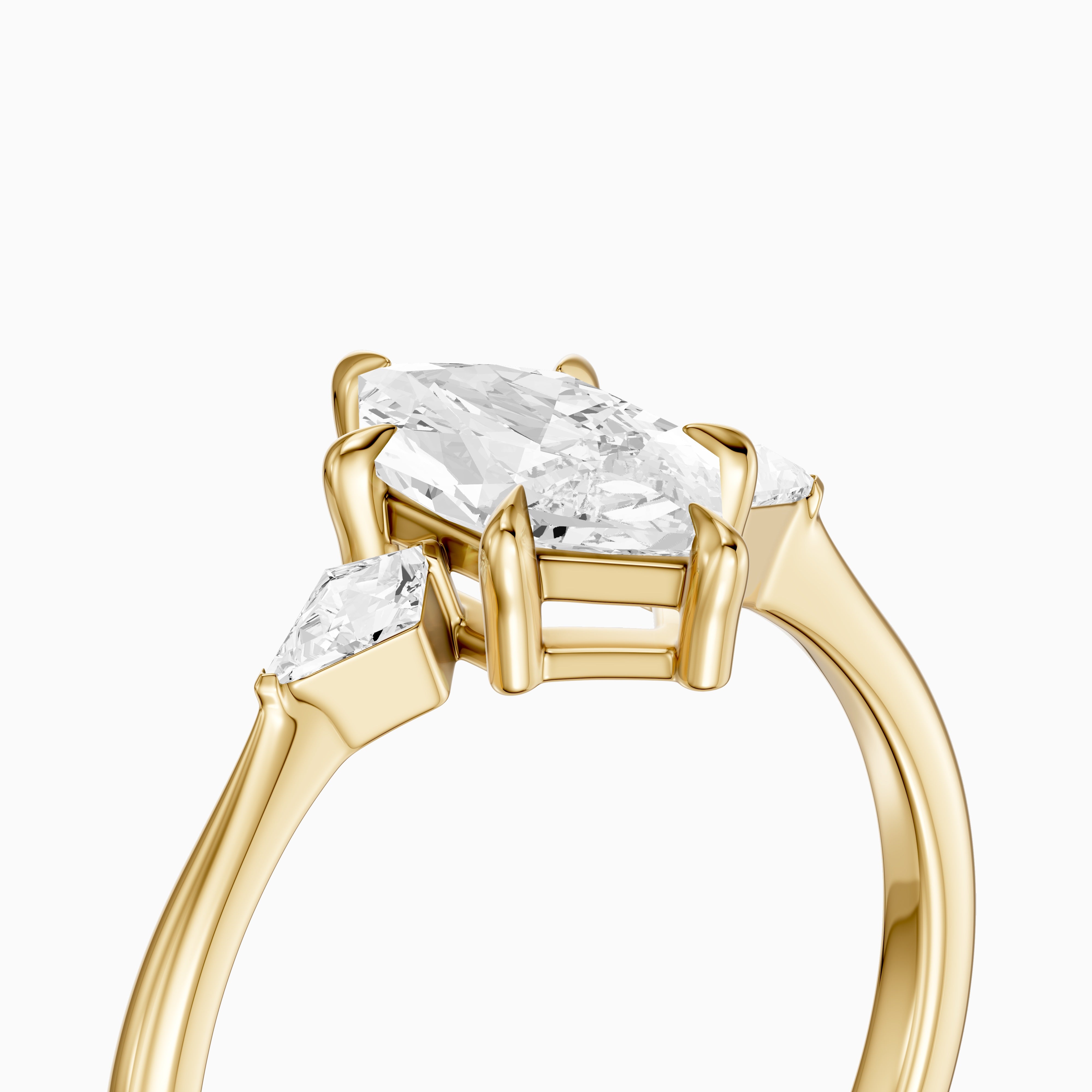 Graca Dutch Marquise Lab Grown Diamond Three-Stone Ring with Kite Diamonds