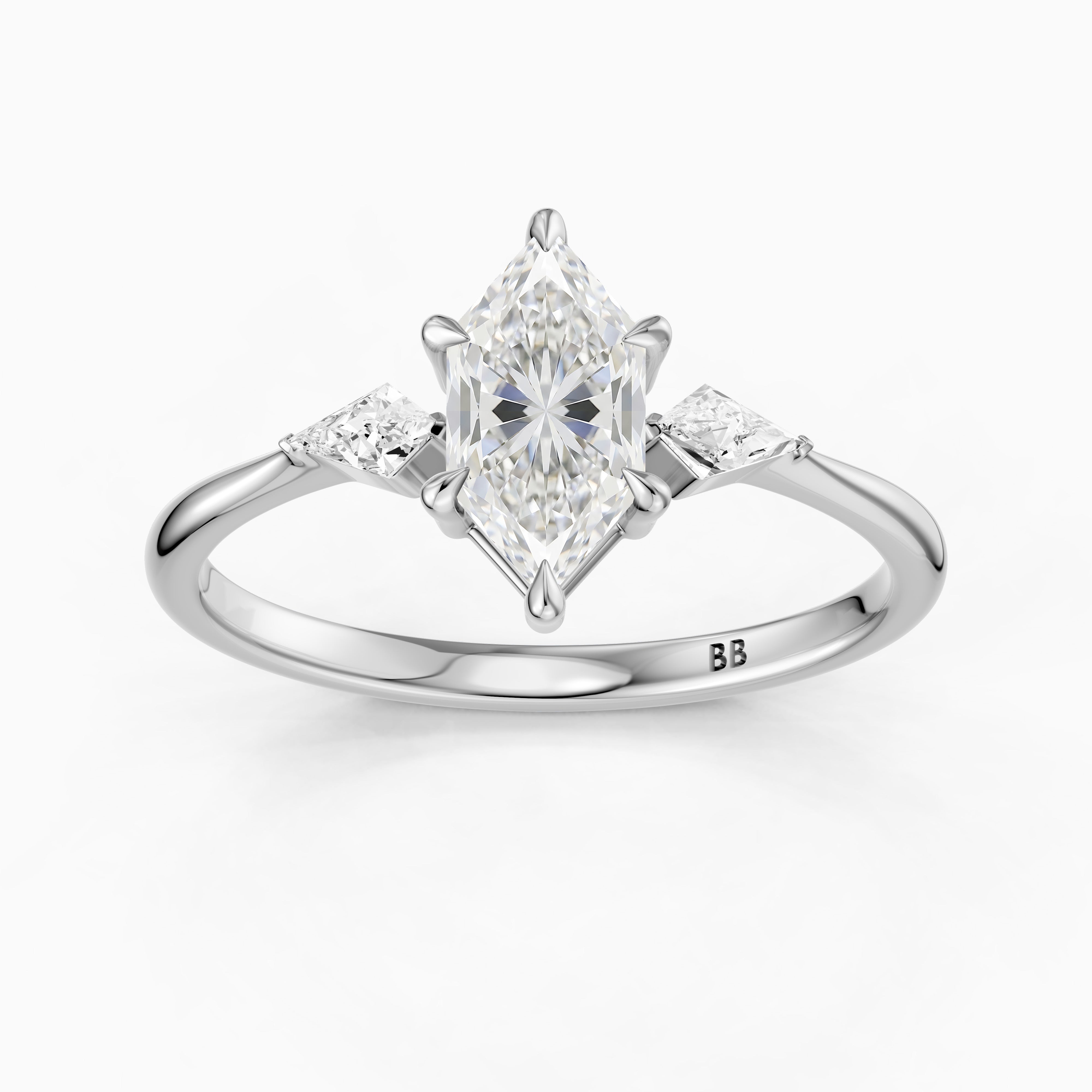 Graca Dutch Marquise Lab Grown Diamond Three-Stone Ring with Kite Diamonds