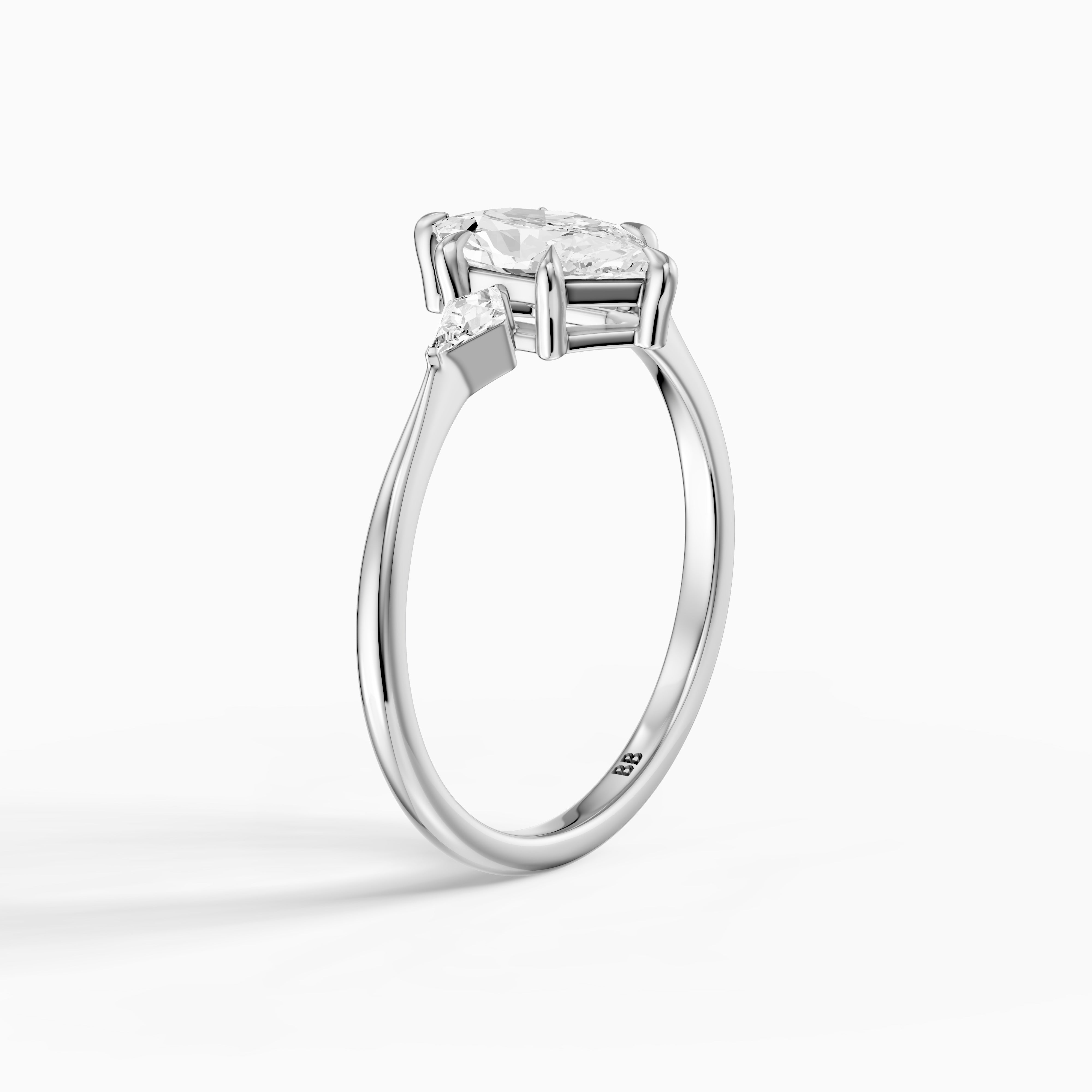 Graca Dutch Marquise Lab Grown Diamond Three-Stone Ring with Kite Diamonds