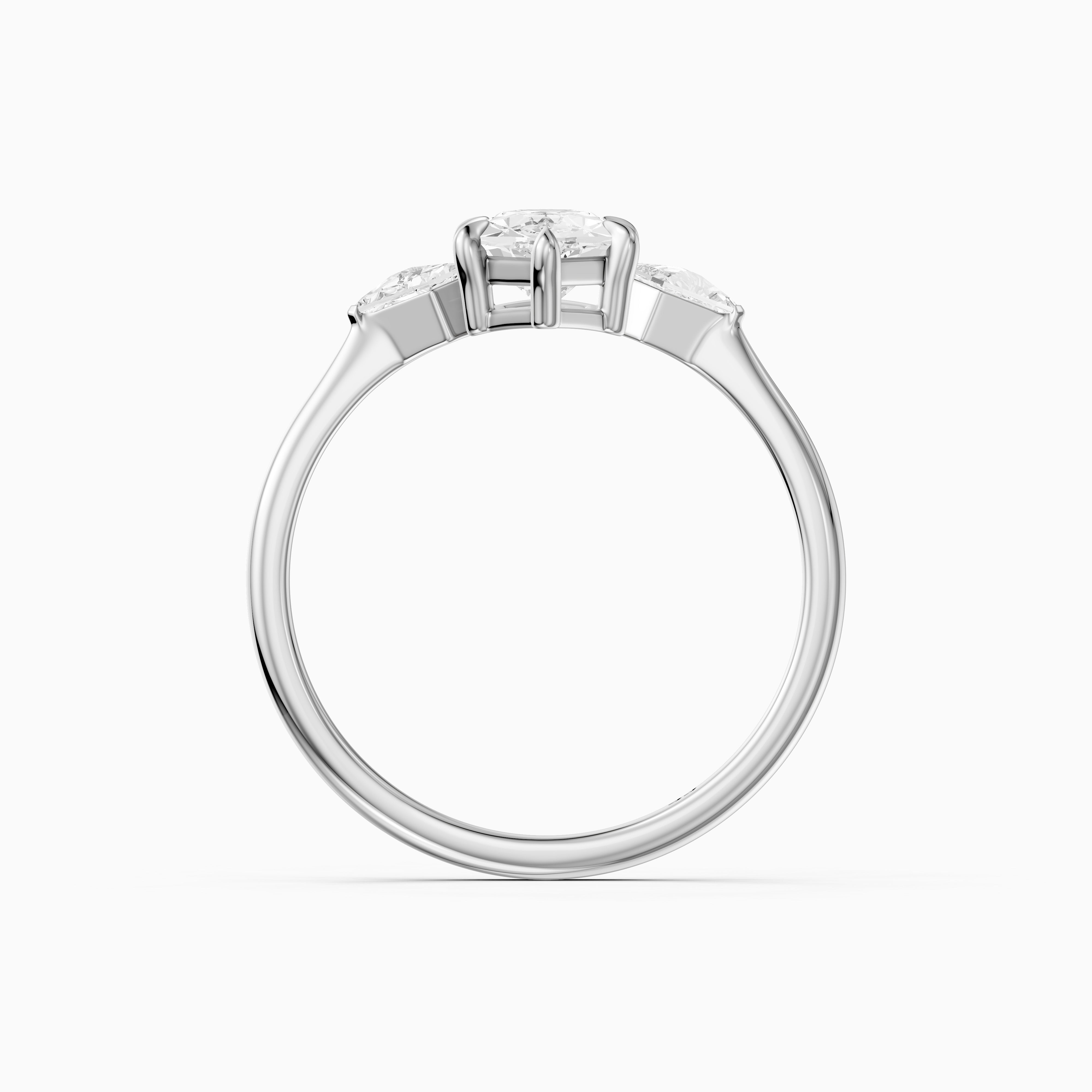 Graca Dutch Marquise Lab Grown Diamond Three-Stone Ring with Kite Diamonds
