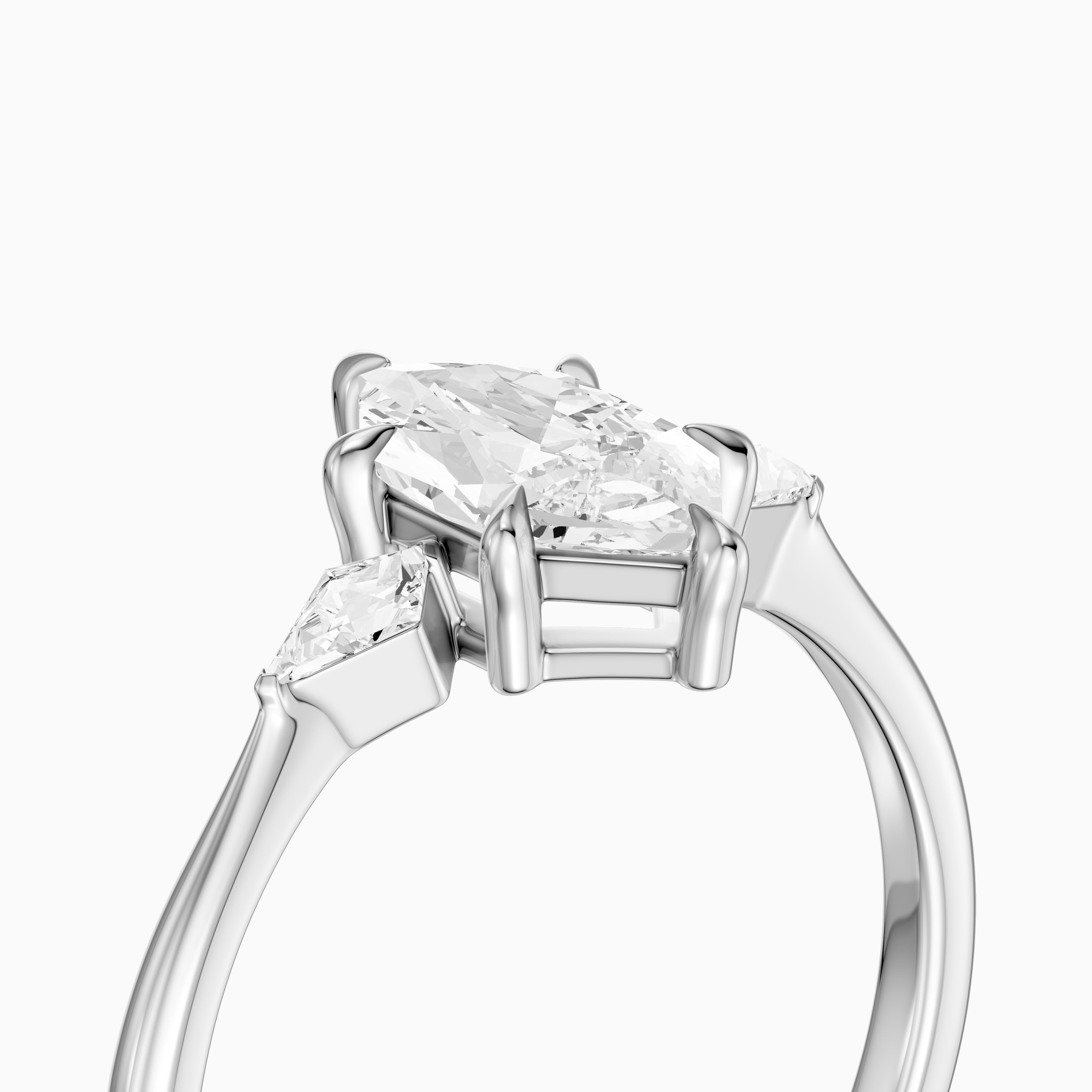Graca Dutch Marquise Lab Grown Diamond Three-Stone Ring with Kite Diamonds