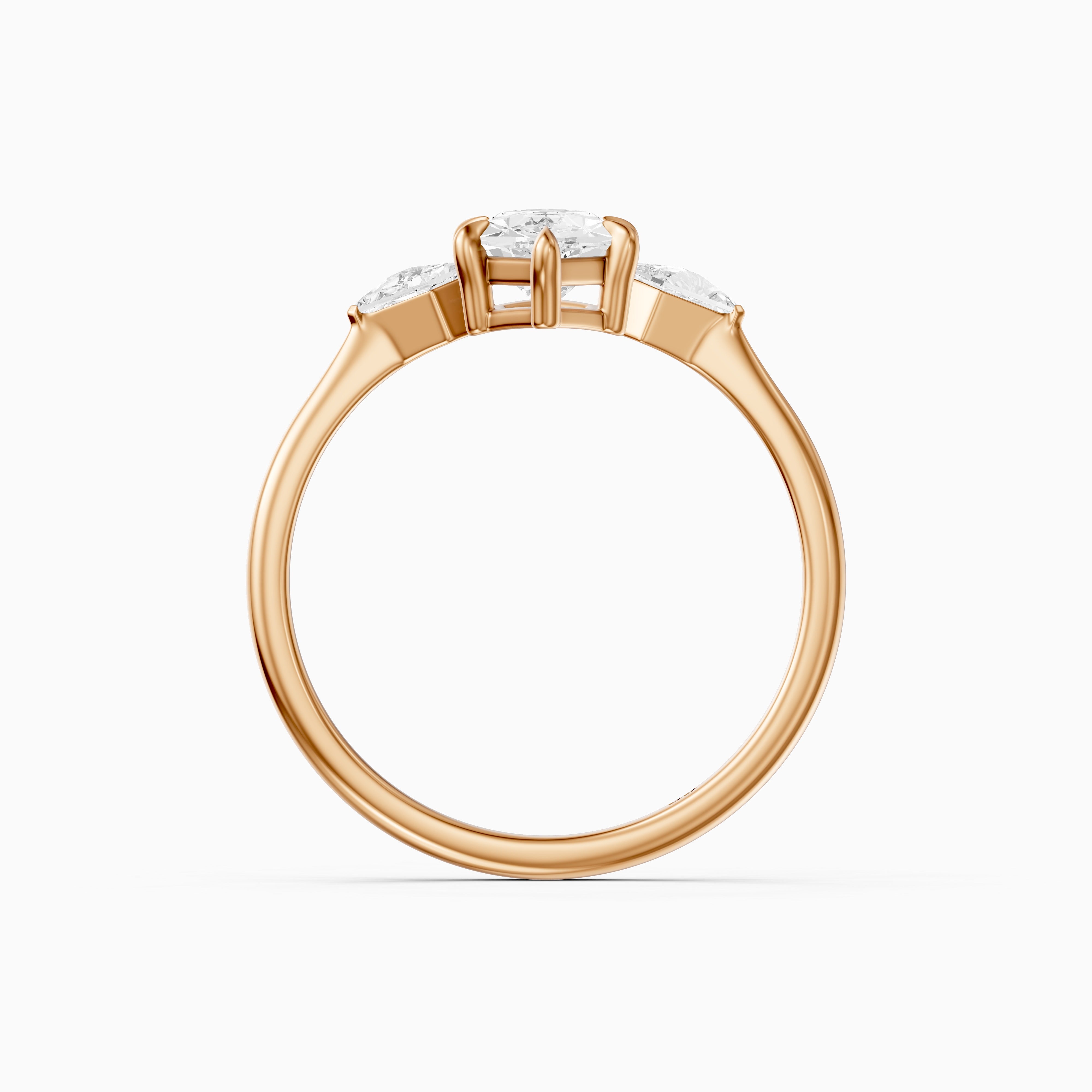 Graca Dutch Marquise Lab Grown Diamond Three-Stone Ring with Kite Diamonds