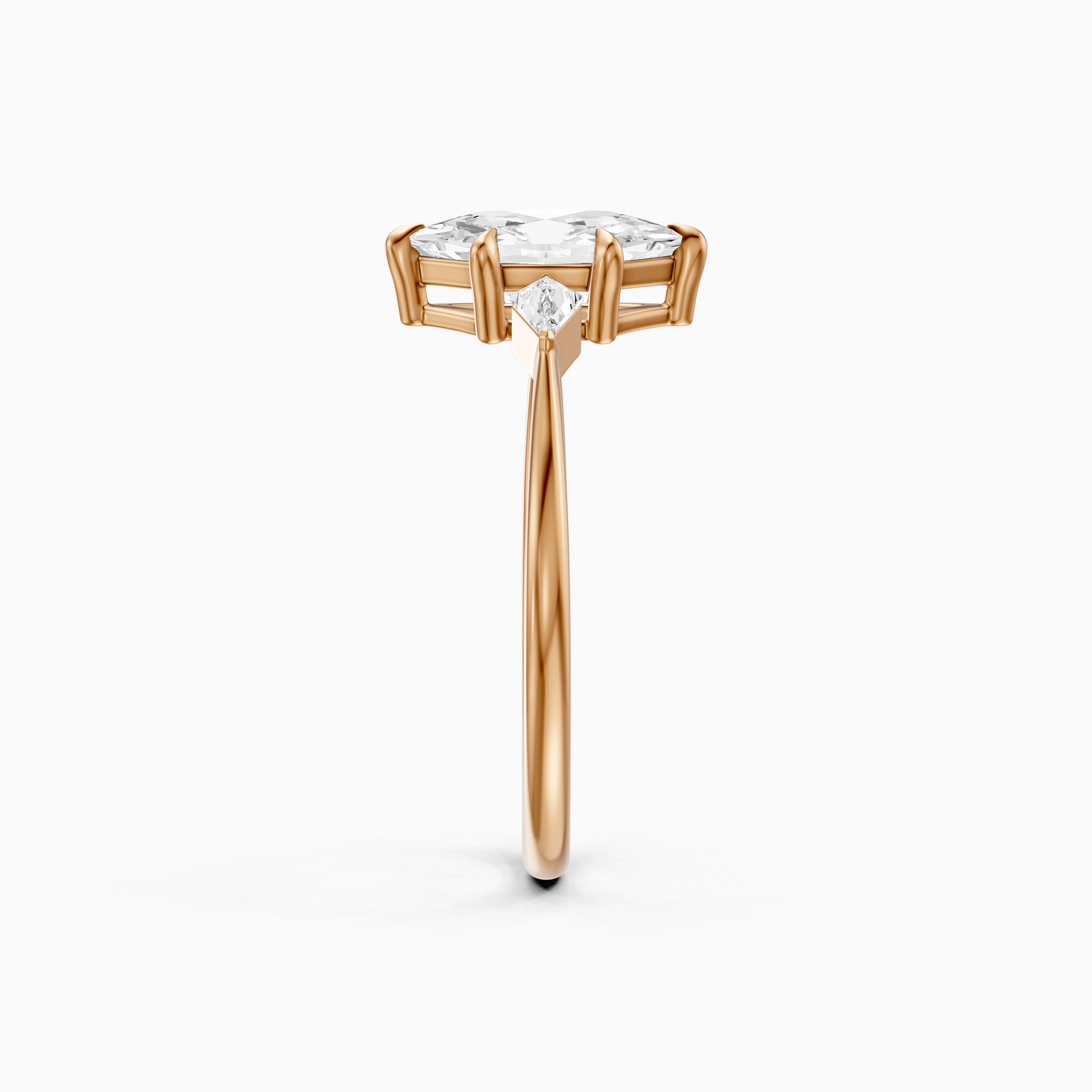 Graca Dutch Marquise Lab Grown Diamond Three-Stone Ring with Kite Diamonds