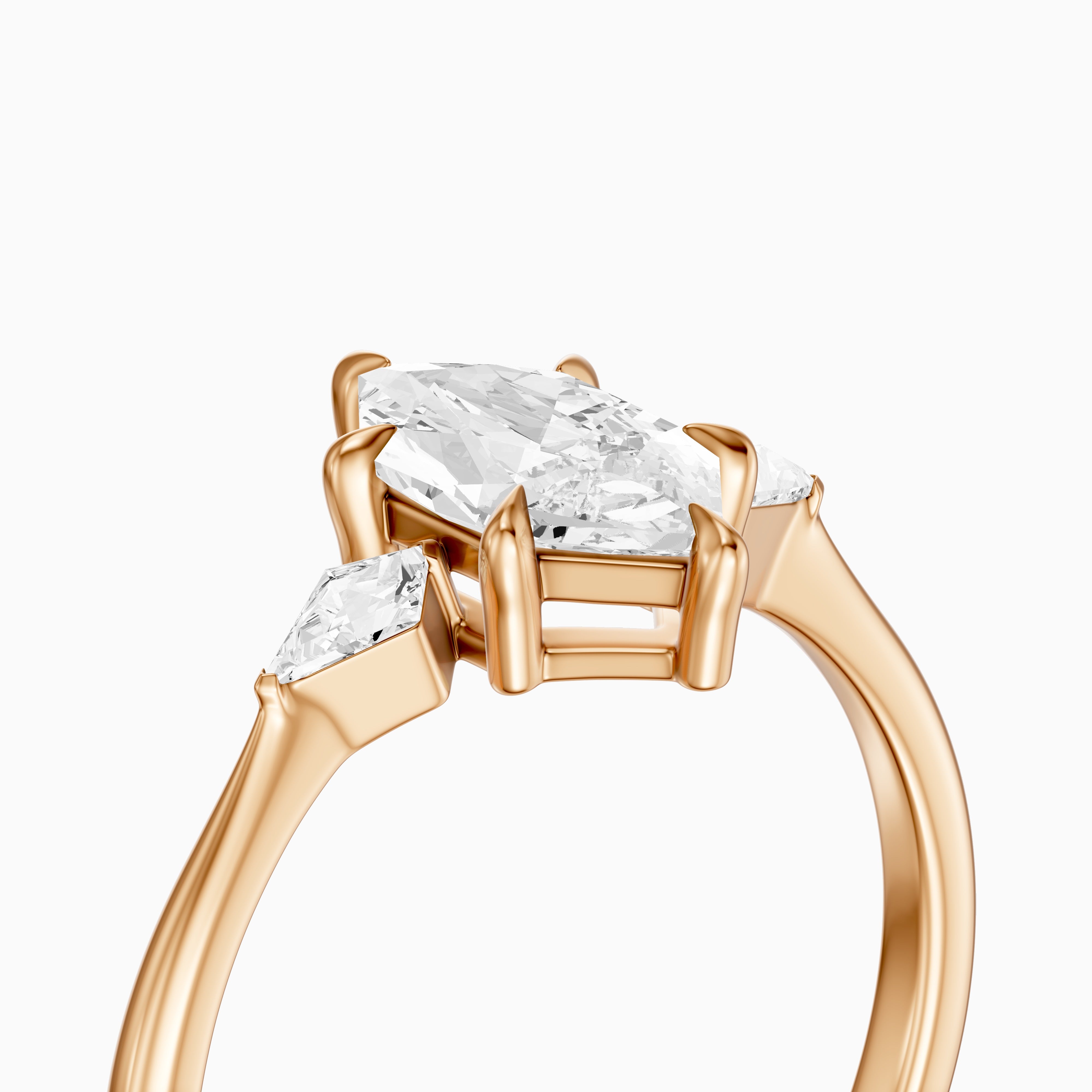 Graca Dutch Marquise Lab Grown Diamond Three-Stone Ring with Kite Diamonds